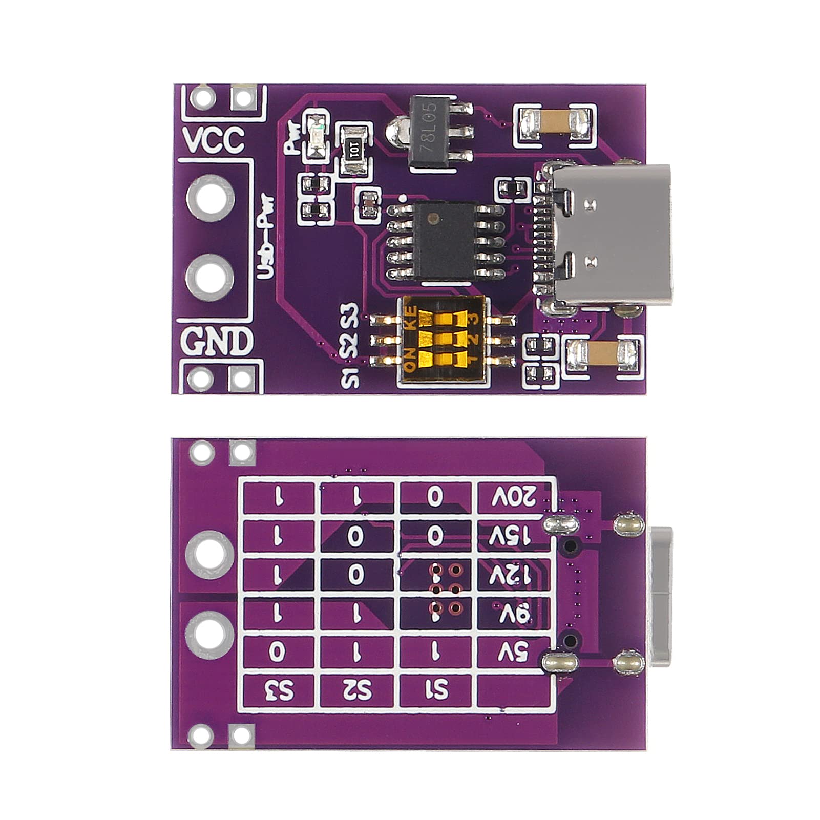 3Pcs Type C Qc Afc Pd2.0 Pd3.0 To Dc Fast Charge Decoy Trigger Polling Detector Usb Pd Notebook Power Supply Change Board Module