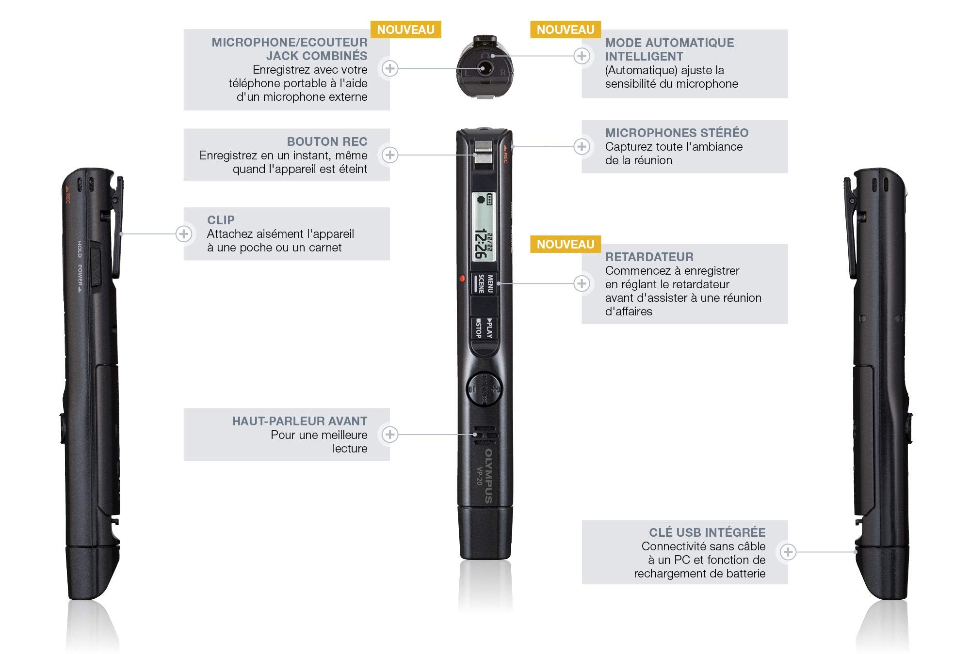 Olympus VP-20 Stereo Microphone - Black, Unique Size, Model V413130BE000