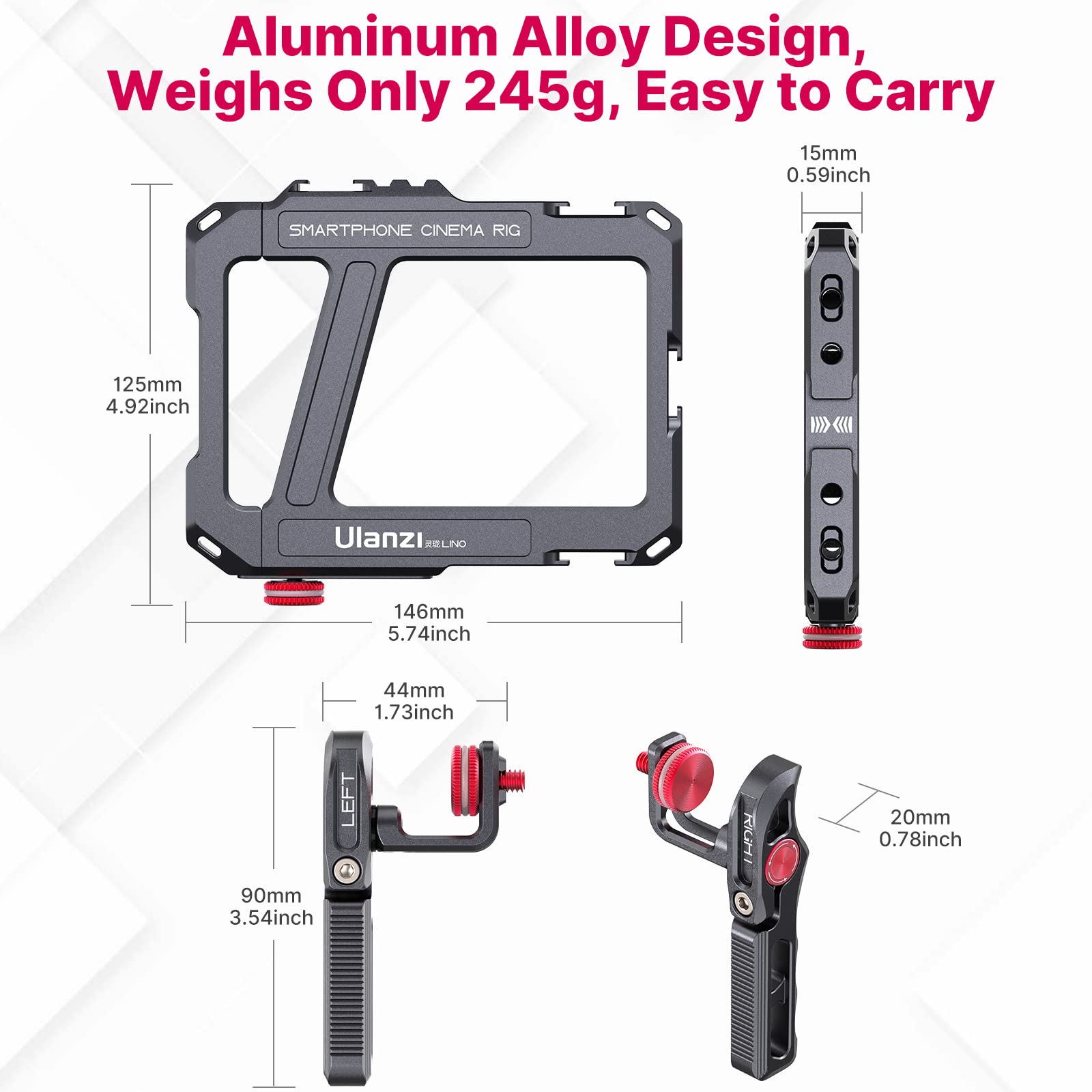 Ulanzi Smartphone Video Rig With Handle, Lino Filmmaking Case Aluminum Alloy Phone Video Stabilizer Grip Tripod Mount For Video