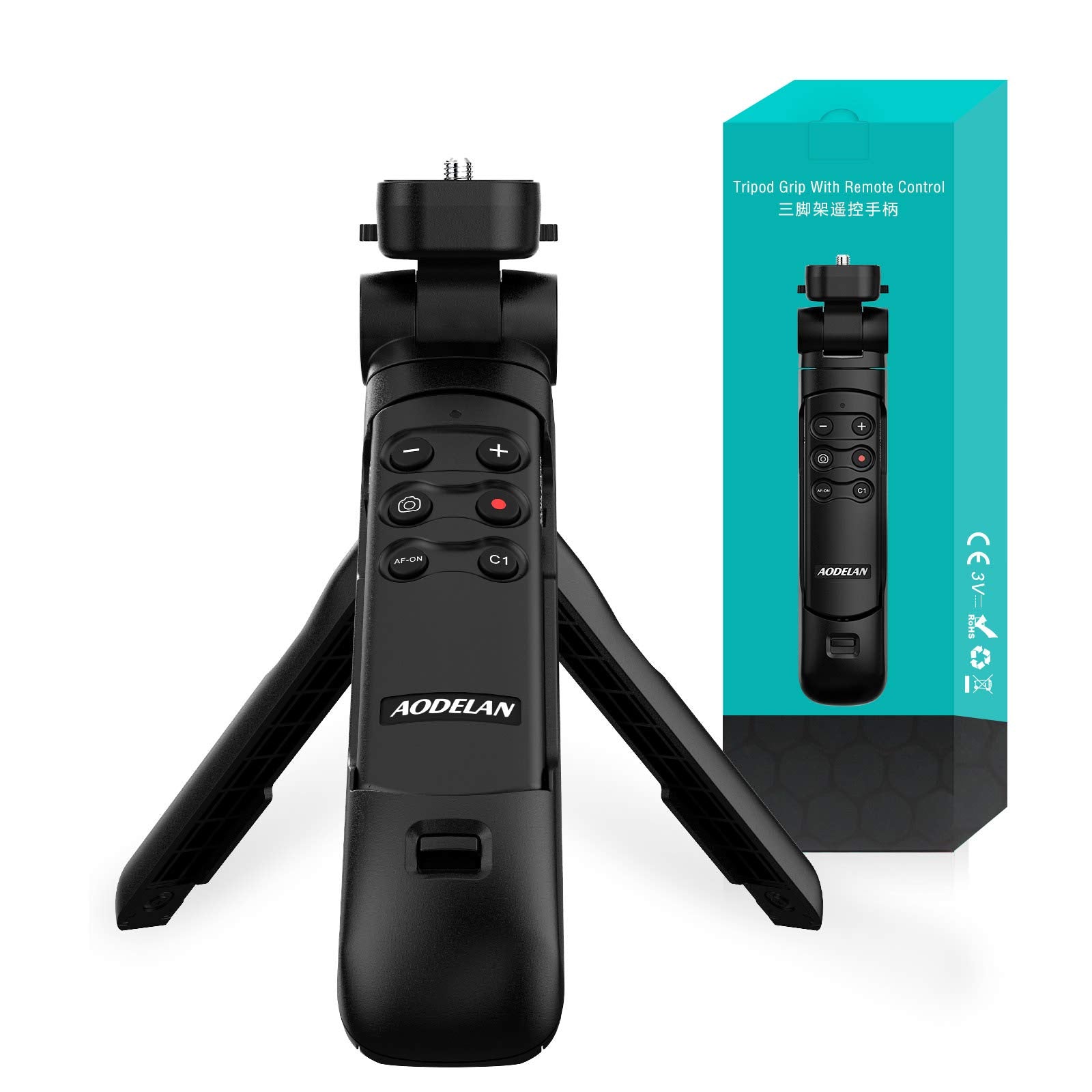 AODELAN Mini Shooting Grip and Tripod with Wireless Remote Shutter for Sony ZV-E10 ZV-1 A7SM3 A7C A7RIV 9 7RIV 7RIII 7III RX0II 