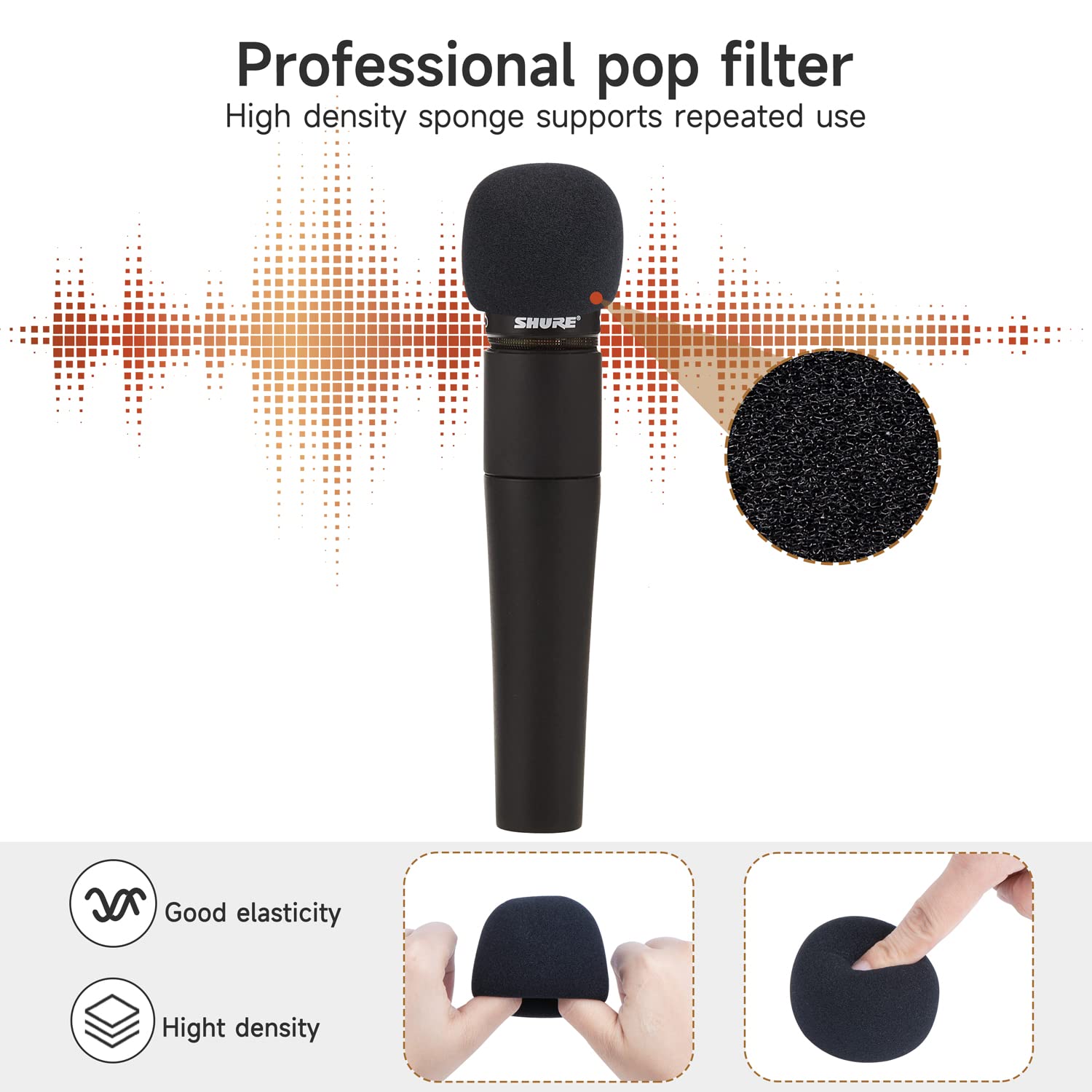 Shure Sm57 Pop Filter Mic Foam Cover   Sm57 Windscreen Wind Cover Compatible With Shure Sm57 Lc Microphone Black Noise Cancellat
