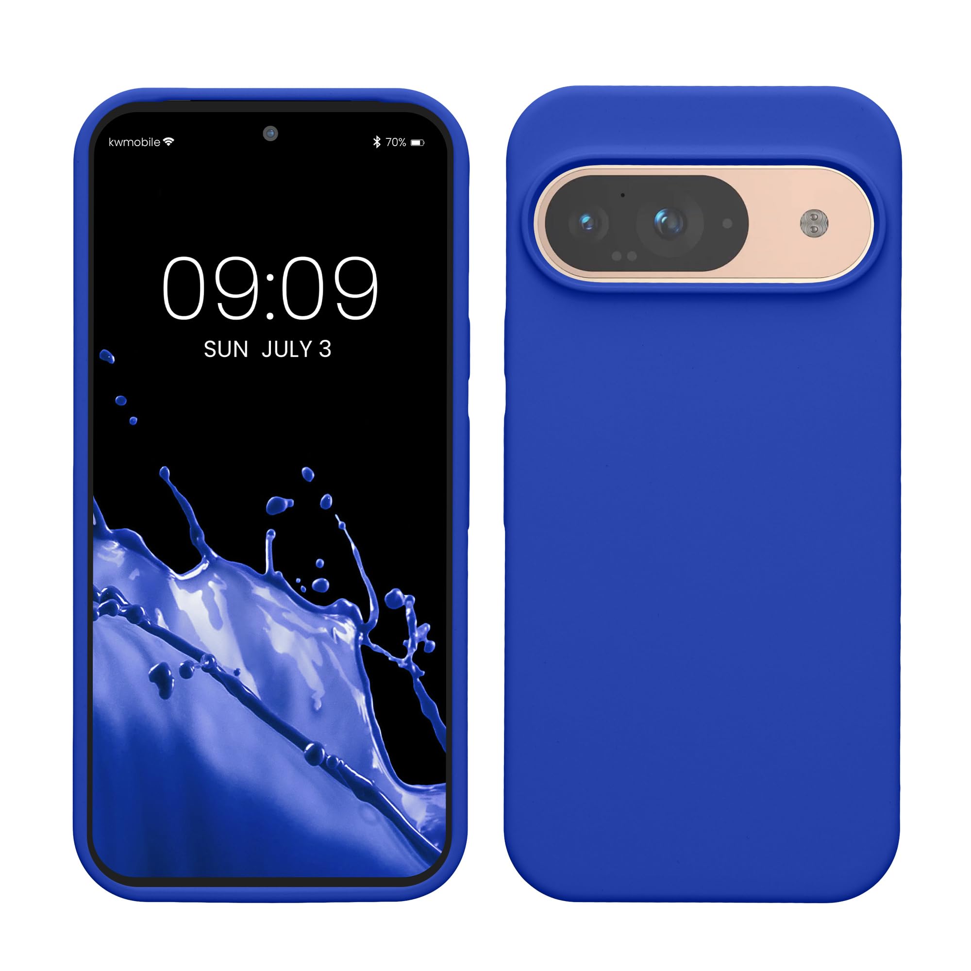 kwmobile Case Compatible with Google Pixel 9 / Pixel 9 Pro Case - TPU Silicone Phone Cover with Soft Finish - Baltic Blue