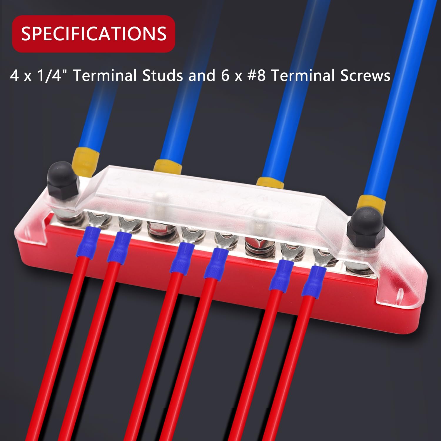 Aienxn 150A 12V Bus Bar Marine, 1/4'' Power Distribution Block, Battery Buss Bar, Automotive Busbar Terminal Block For Car And B