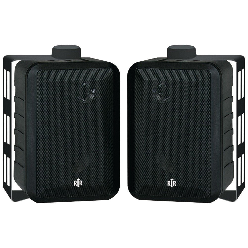 BIC AMERICA RTRV44-2 4 RtR Series 3-Way Indoor/Outdoor Speakers (Black) - TWO YEARS