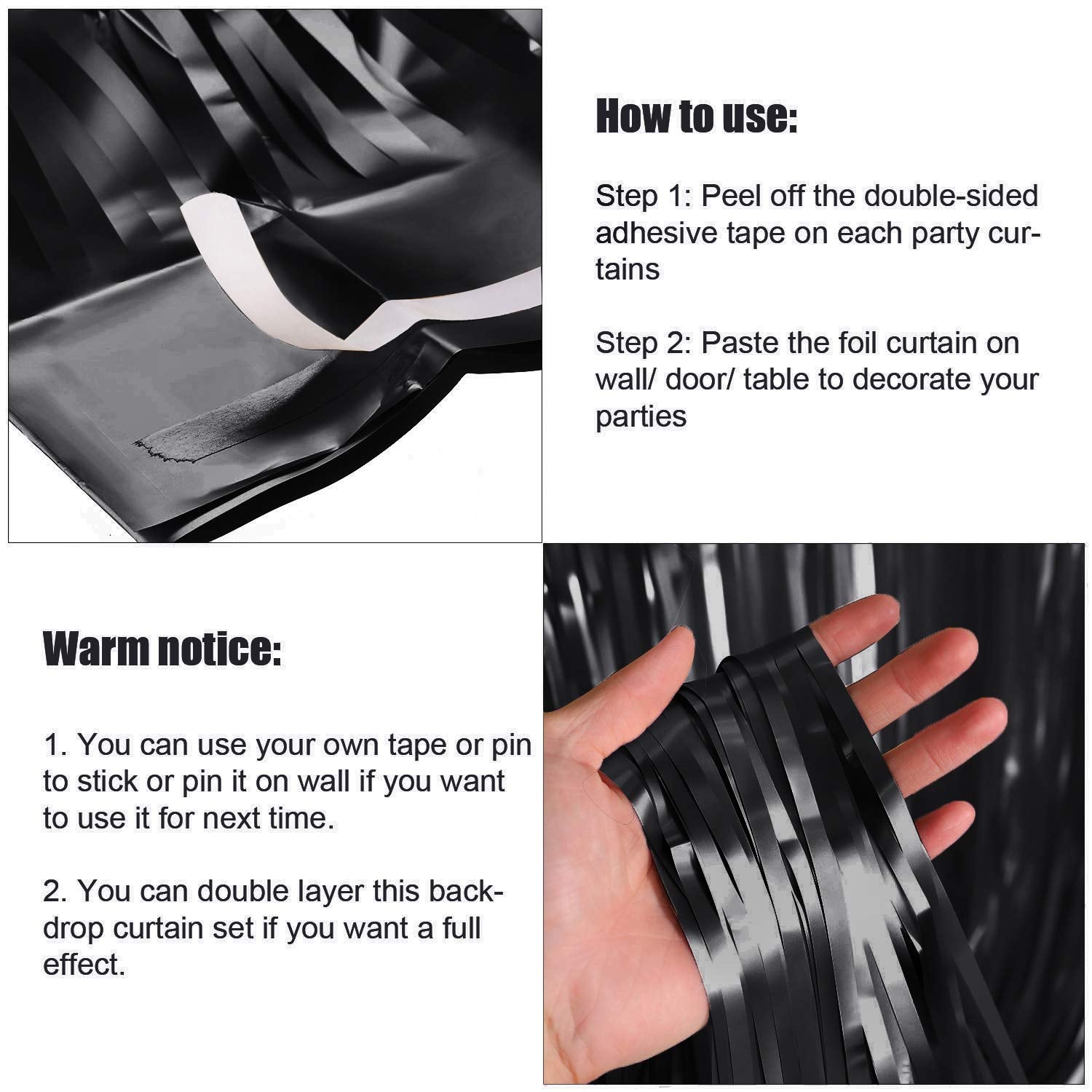 4 Pcs Foil Fringe Curtains Backdrop Metallic Tinsel Streamers Photo Booth Backdrops Door Fringe Curtains For Wedding Birthday Ha