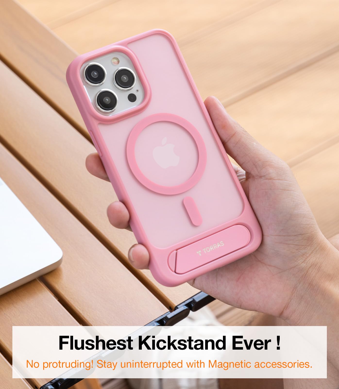 Torras Upgraded Magnetic & Stand For Iphone 15 Pro Case [Military Grade Drop Tested] [Compatible With Magsafe] Slim Thin Light F