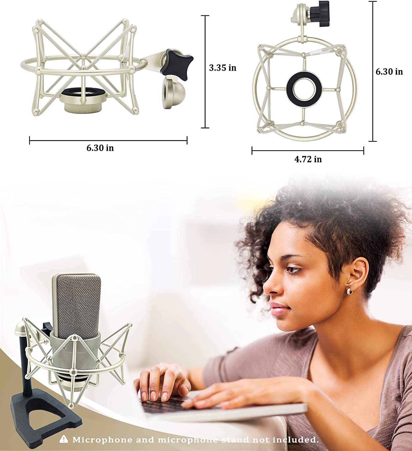 Grneric Metal Microphone Shockmount & Stand For Neumann Tlm 103/M147   Silver