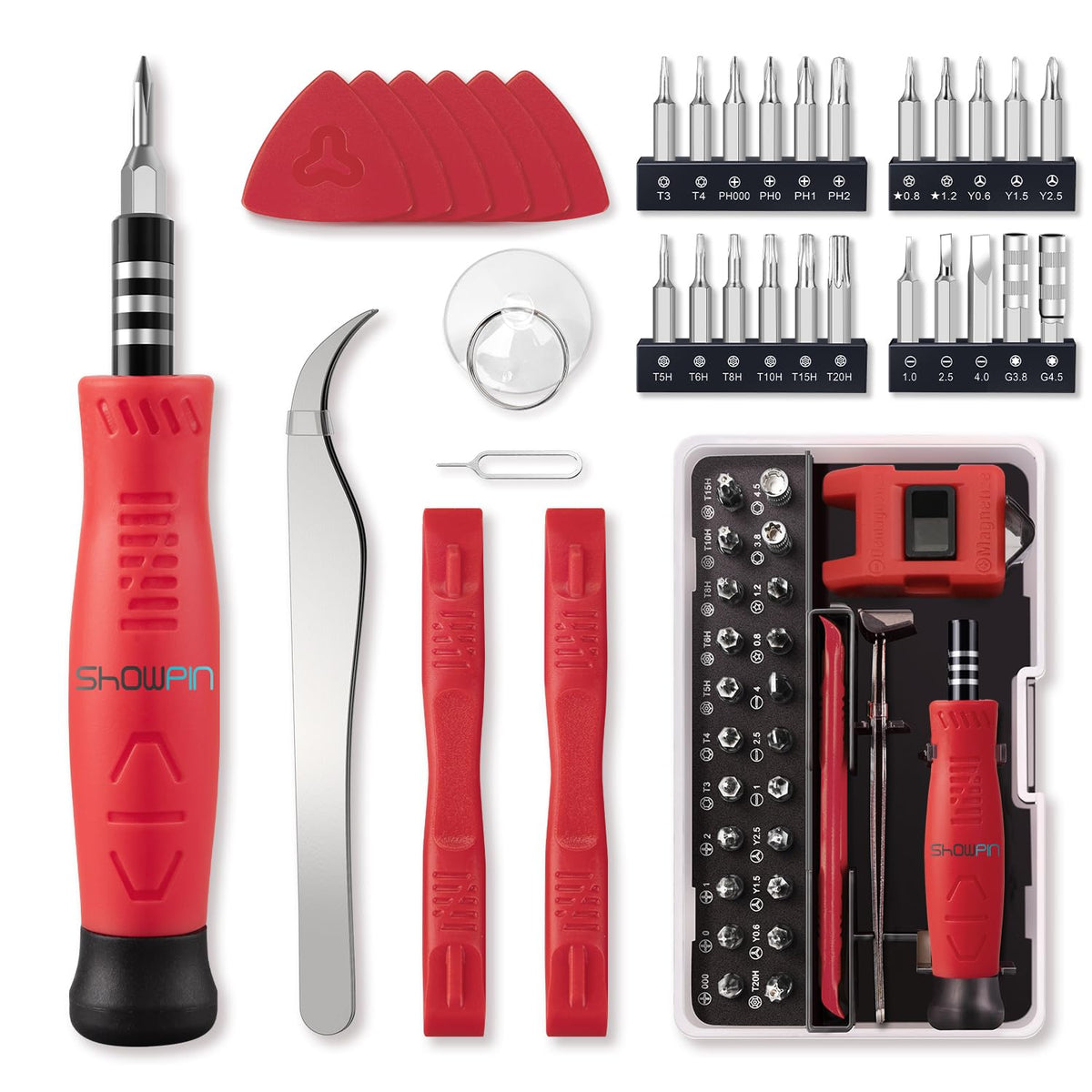 Showpin Mini Screwdriver Set For Computer: Pc Electronics Laptop Macbook Repair Kit, Small Precision Tool Kit With Torx T5 T6 T8