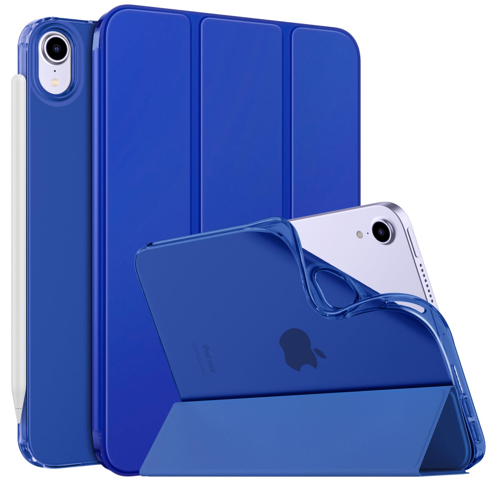MoKo Case Fit New iPad Mini 7 (A17 Pro) 2024, iPad Mini 6th Generation Case 2021 (8.3 inch), iPad Mini 6 Case, Soft TPU Translucent Frosted Back Cover Case for iPad Mini 7th, Indigo