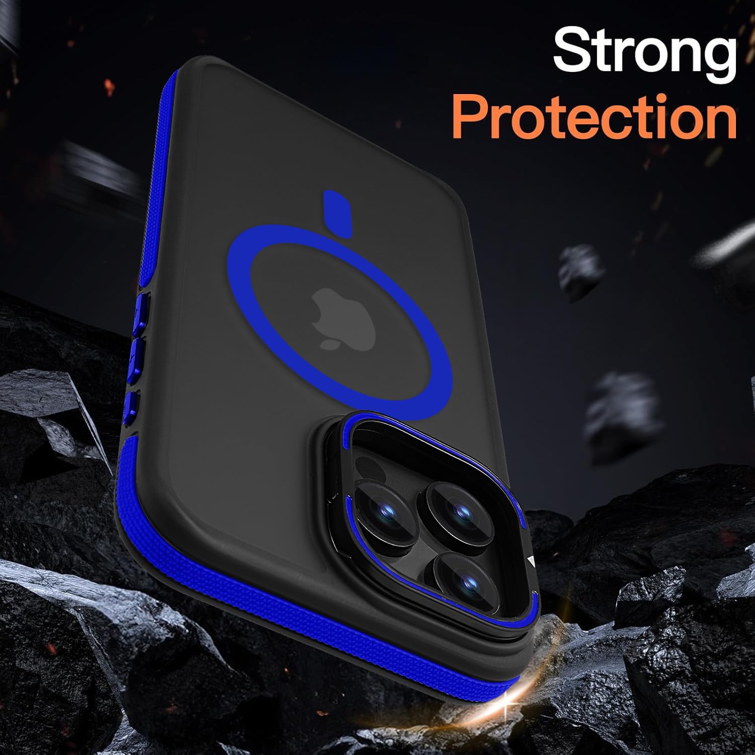 Yzoiko Strong Magnetic Case For Iphone 15 Pro Max [10Ft Military Grade Protection] Built In Camera Stand Phone Case, Compatible