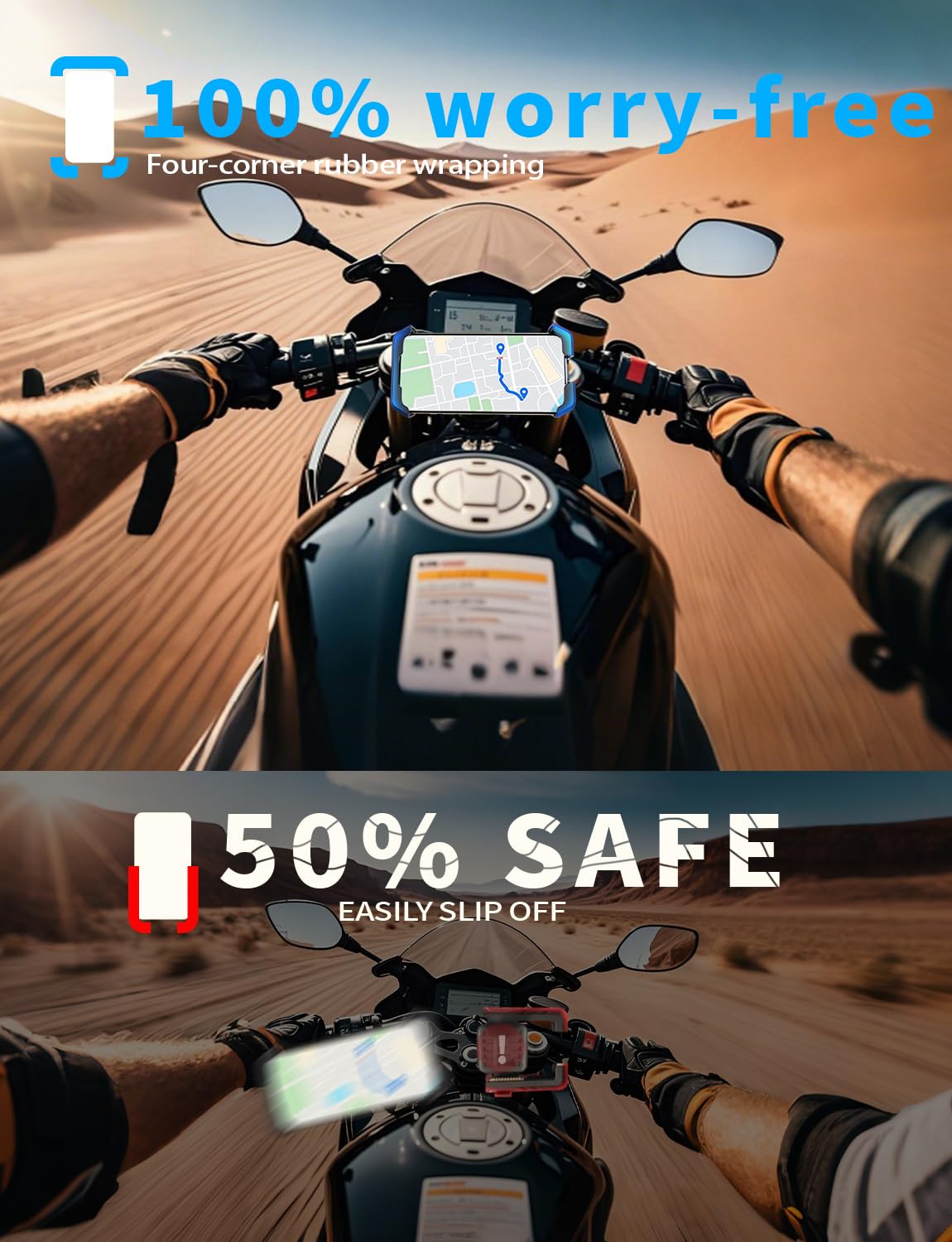 Marspeeder Bike Phone Holder, [Easy Install] Motorcycle Phone Mount, [Ultra-Stable] Bicycle Phone Mount, Electric Scooter Ebike