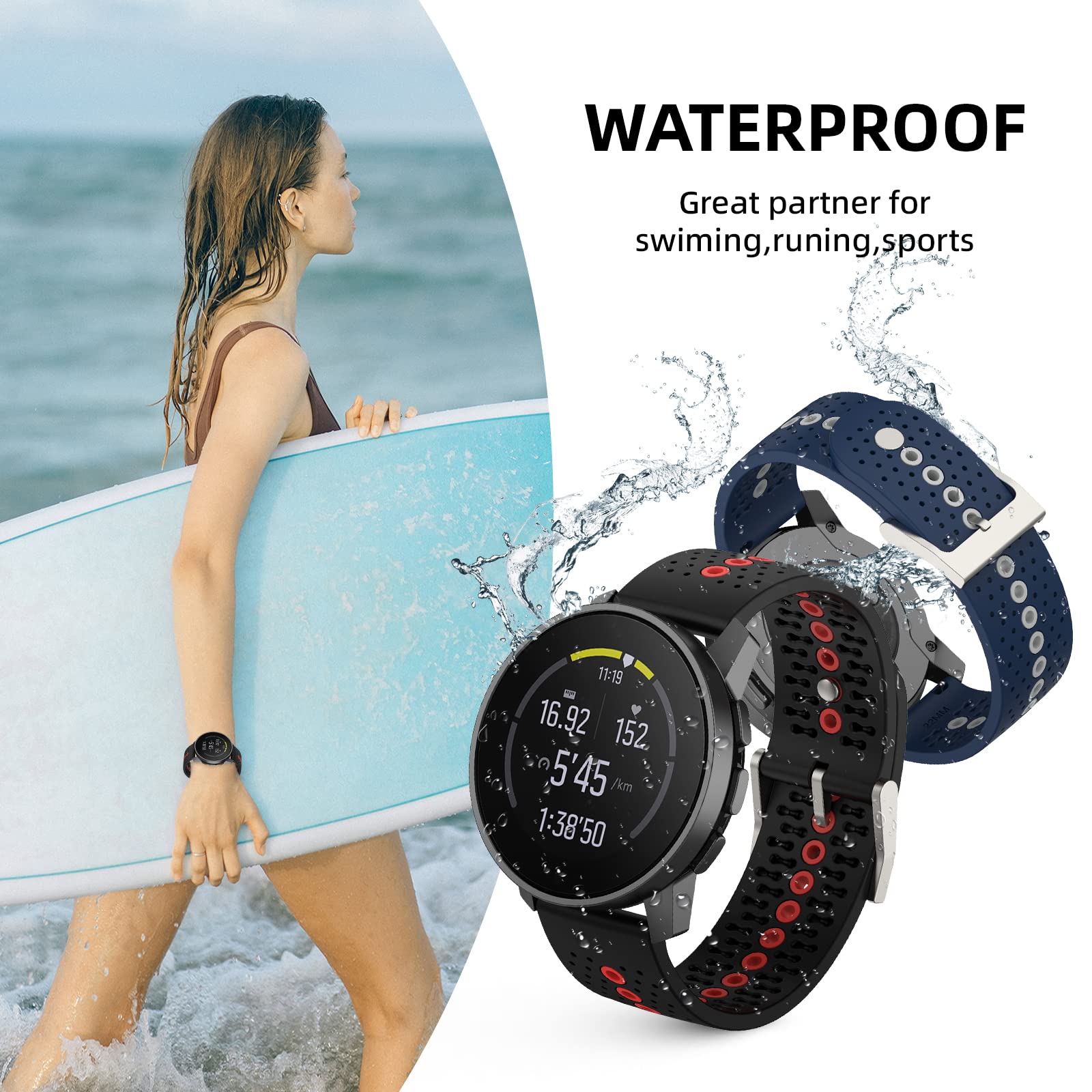 22Mm Sport Strap Compatible For Amazfit Bip 5/Balance/Gtr 3 Pro/Gtr 3/Gtr 4/Gtr 2/Gtr 2E,Ticwatch Pro 3,Huawei Gt 2 Replacement