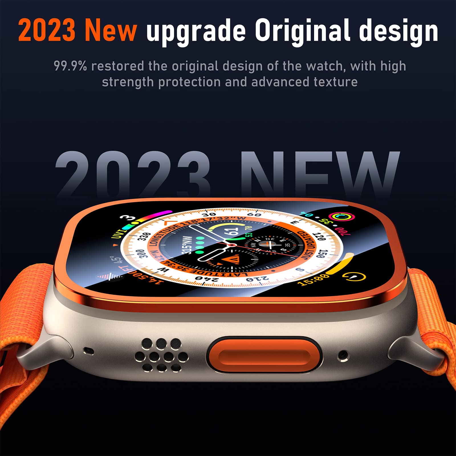 Bazo For Apple Watch Ultra 2 / Ultra Screen Protector 49Mm, [2 Pack] Titanium Alloy Frame With 9H Tempered Glass Anti Scratch Hd