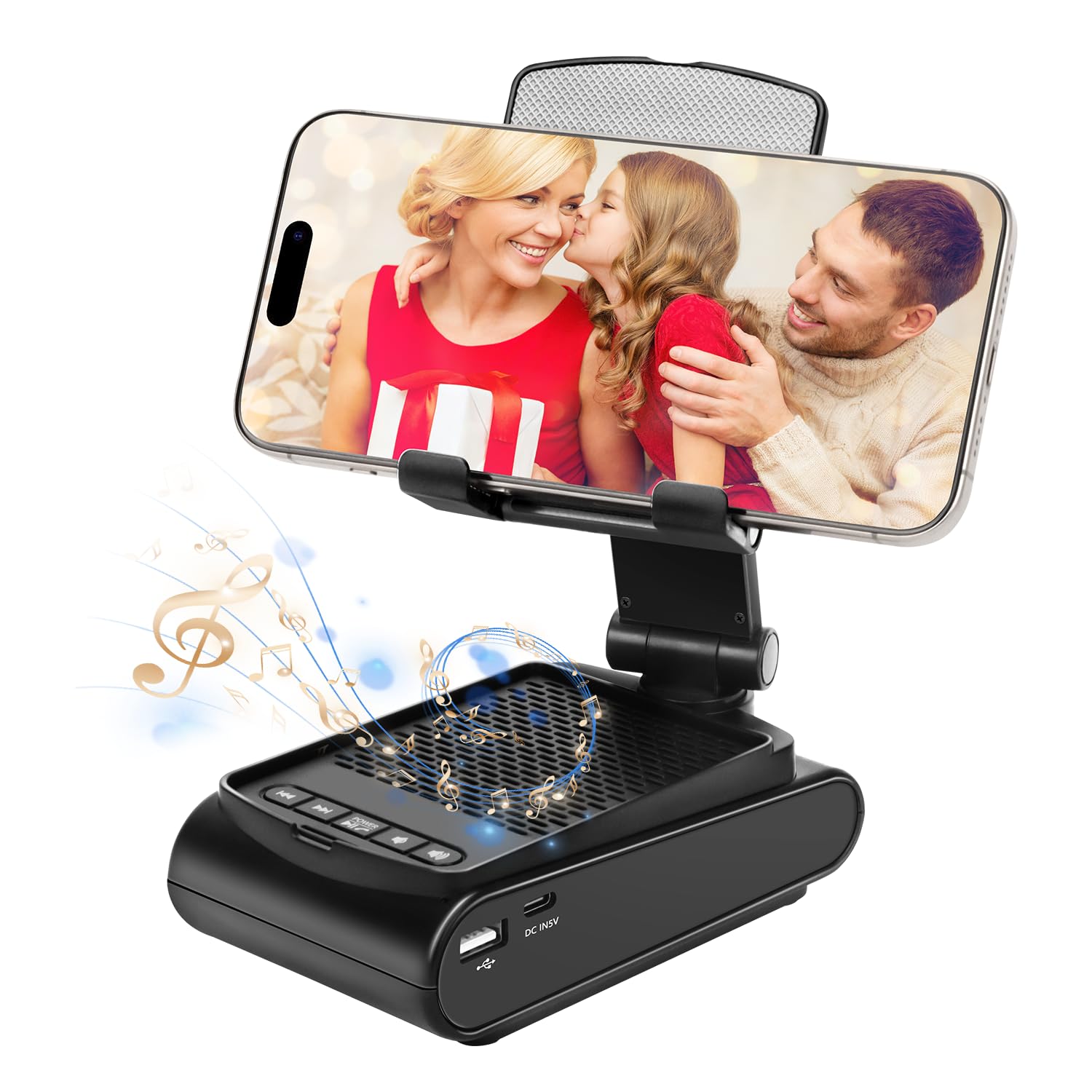Toiysyy Multi Angle Adjustable Mobile Phone Holder With Built In Bluetooth Speaker, Suitable For Home And Outdoor Use, Easy To C