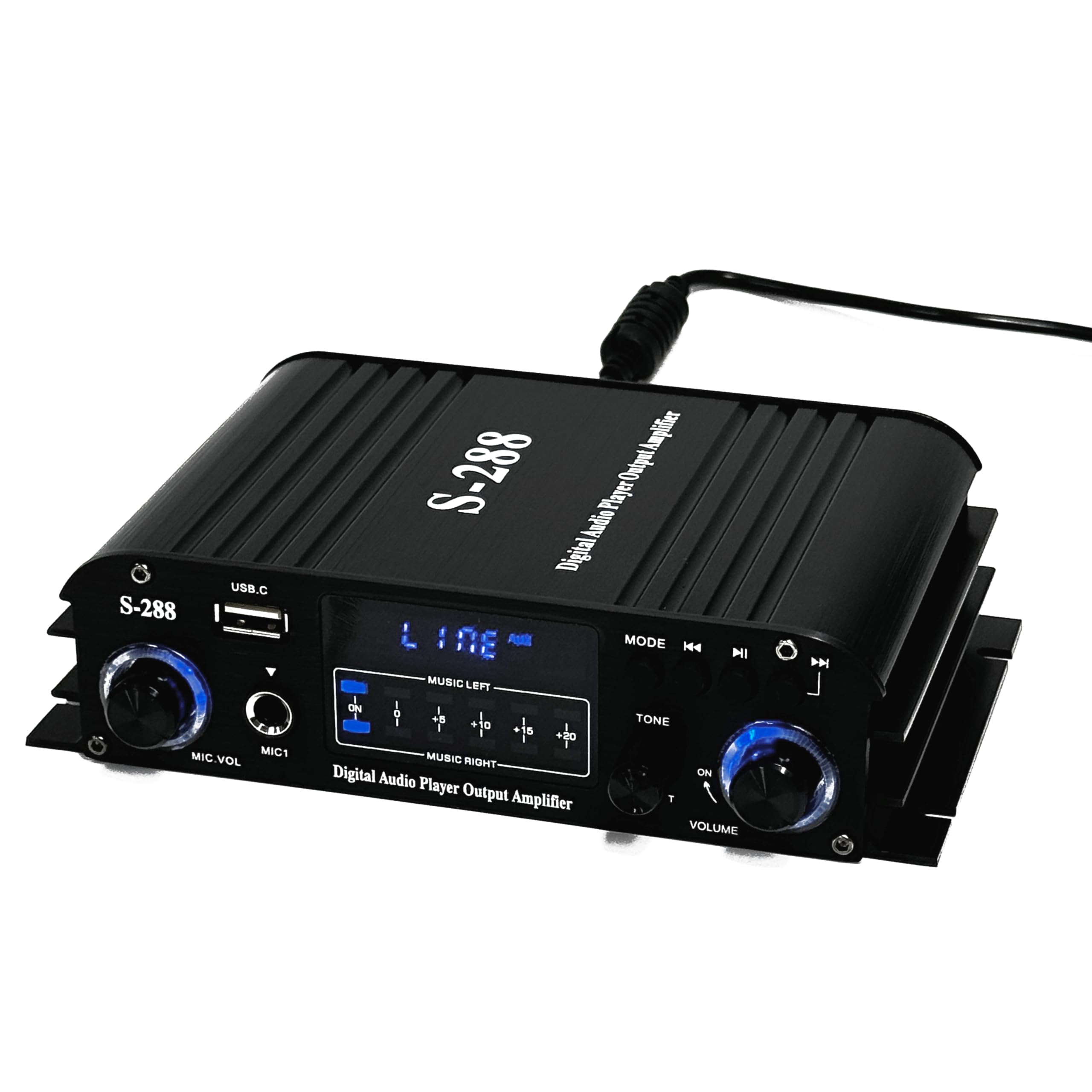 1200W Amplifier Home Audio 4 Channel, Bluetooth5.0 Small Amplifier, Rms 45Wx4, 300W*4 Peak Power Stereo Receiver With Usb, Sd, F