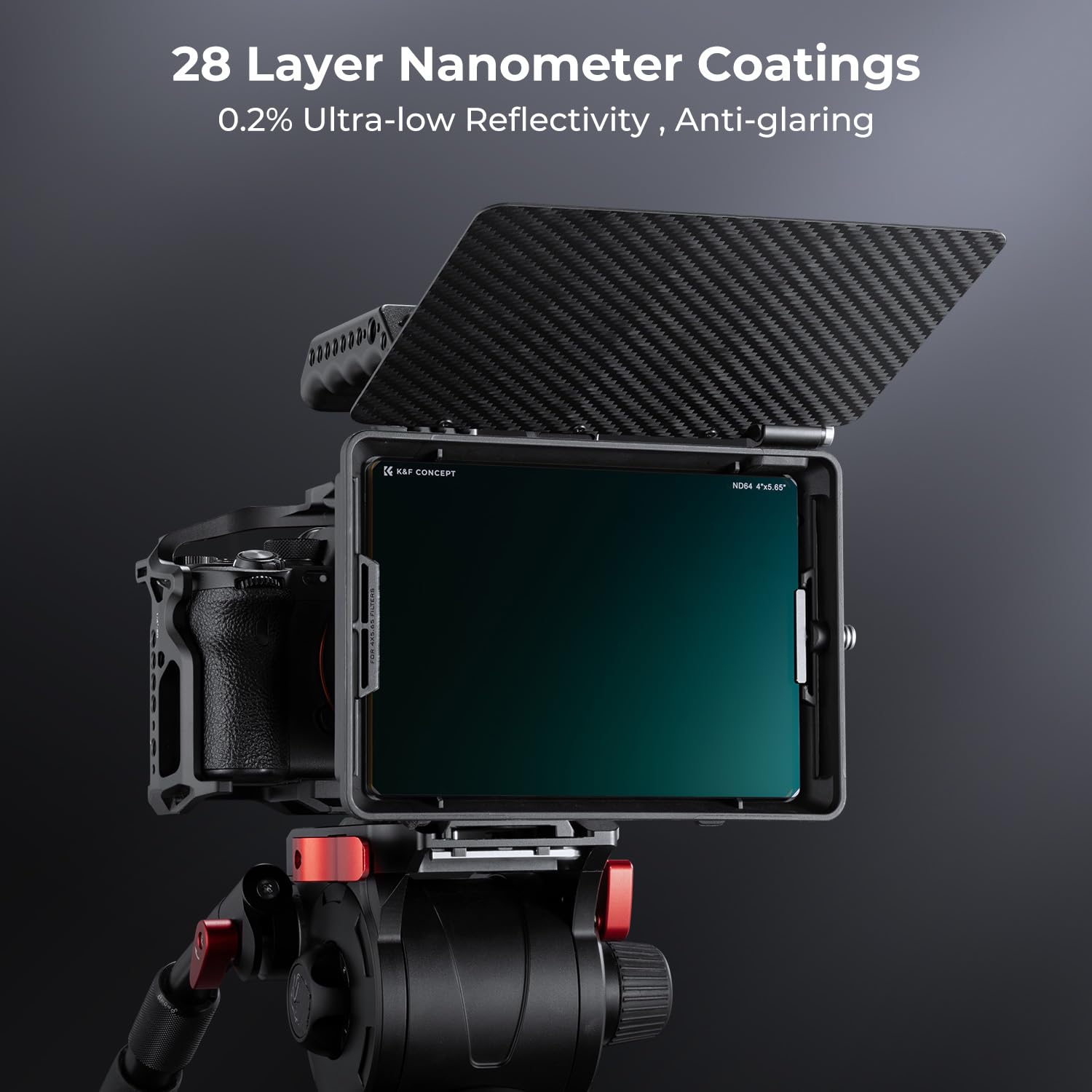 K&F Concept 4'' X 5.65'' Square Nd1.8 (6 Stops) Filter Cinema Neutral Density Filter Compatible With Tilta, Smallrig Matte Box U