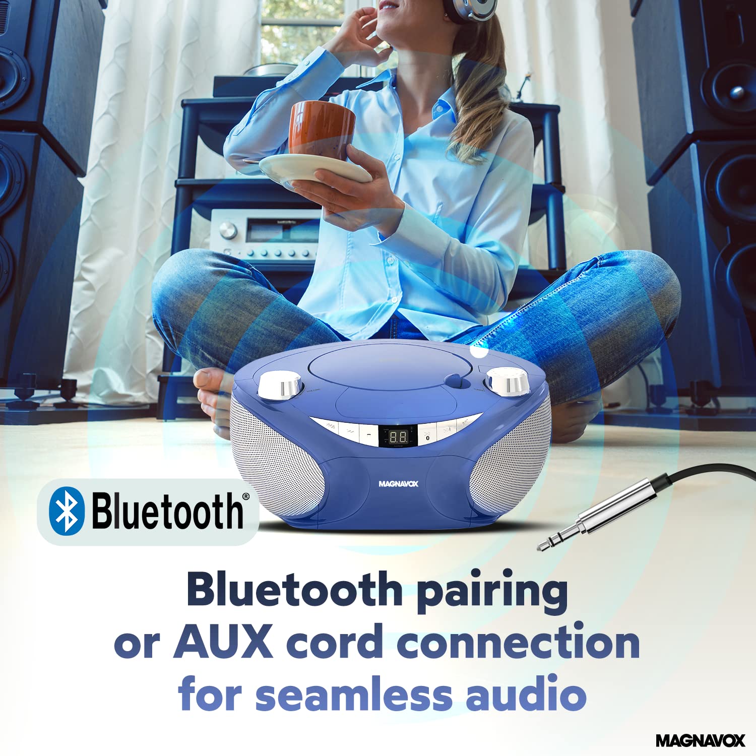 Magnavox Md6949 Portable Top Loading Cd Boombox With Am/Fm Stereo Radio And Bluetooth Wireless Technology In Black | Cd R/Cd Rw