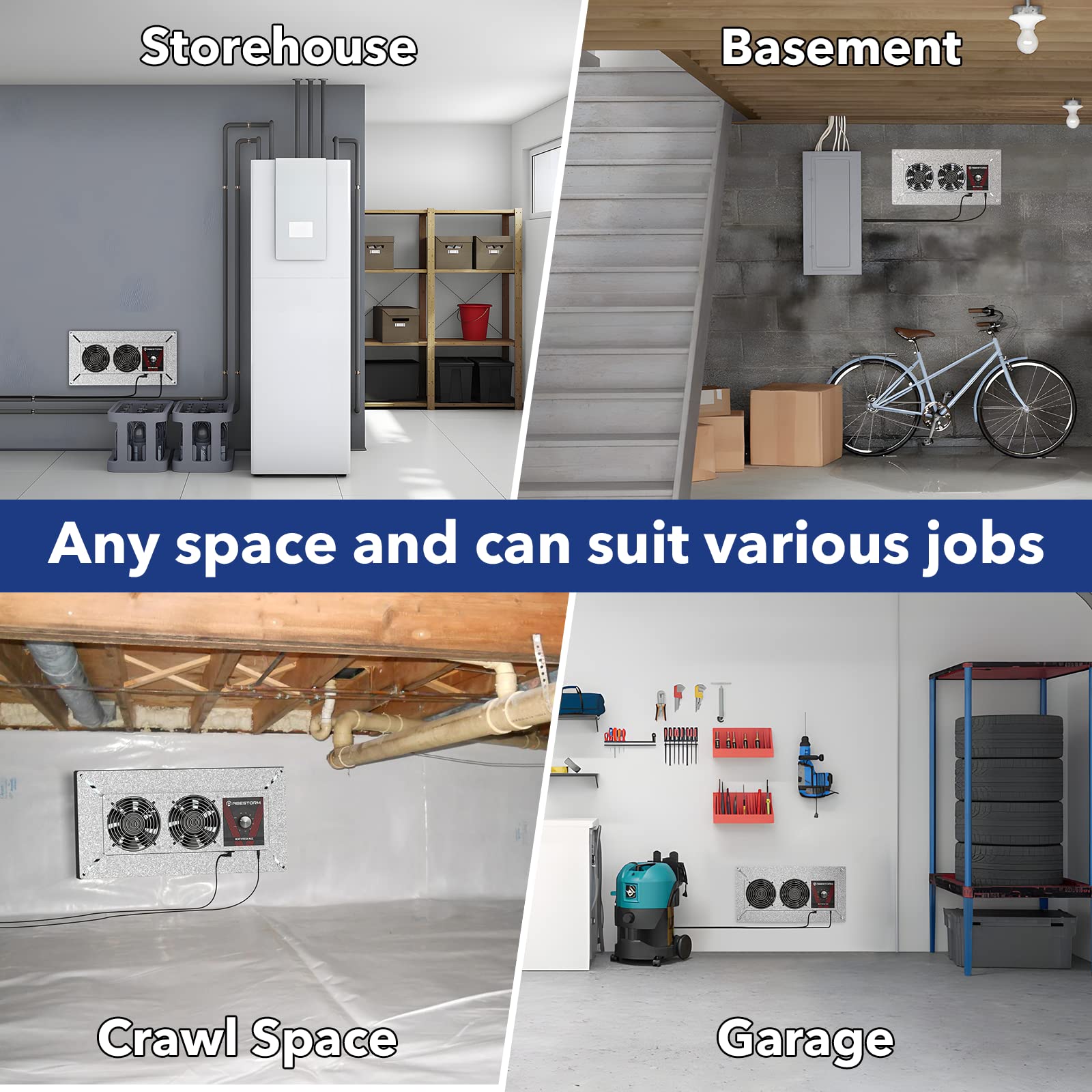 Abestorm Crawlspace Ventilation Fan With Humidistat, Basement Crawlspace Vent Fans With Dehumidistat & Freeze Protection Thermos