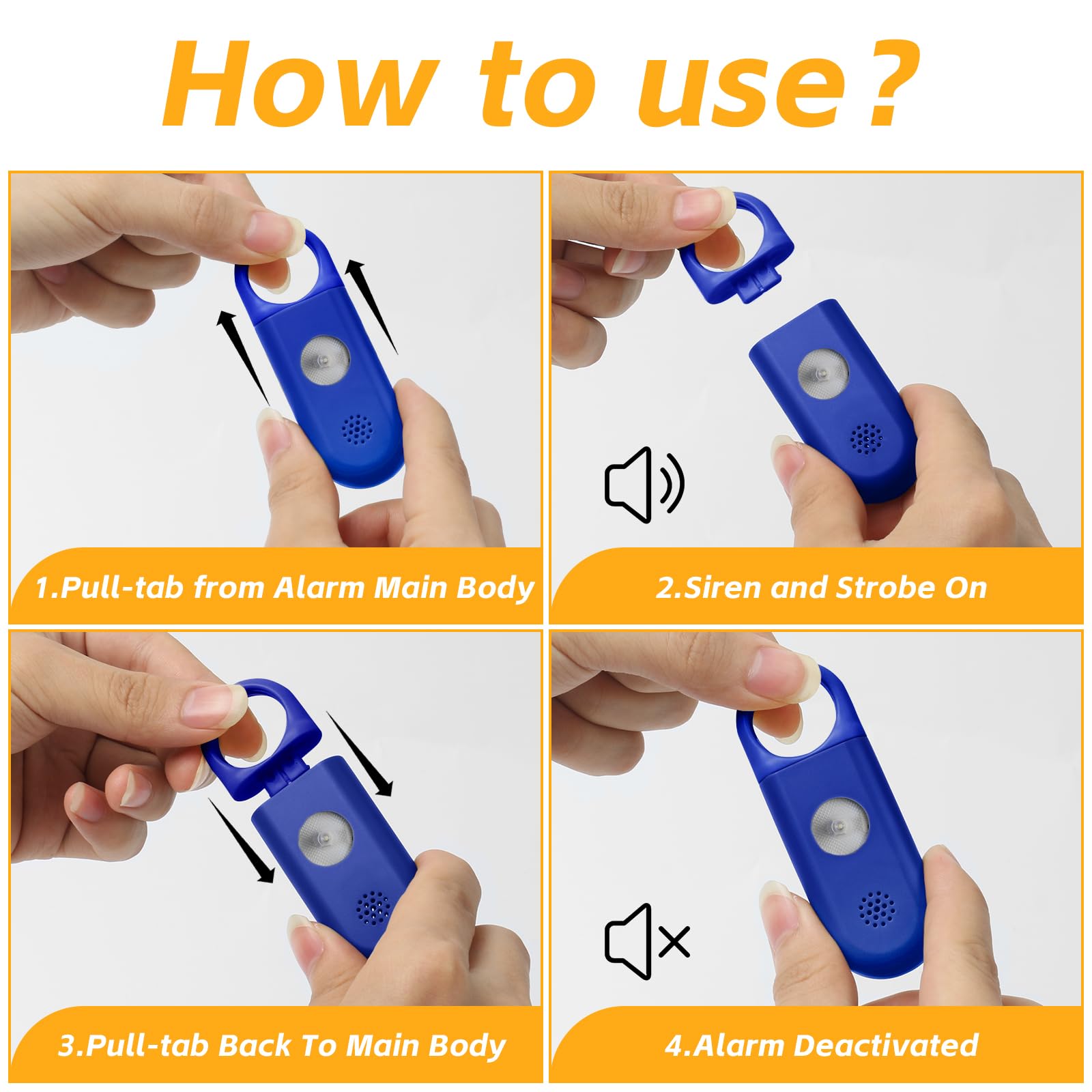 Personal Safety Alarm For Women   130Db Self Defense Keychains Siren Whistle With Sos Led Strobe Light   Personal Emergency Secu