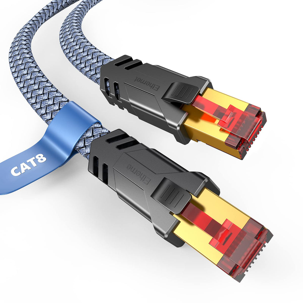 Snowkids Cat 8 Ethernet Cable 10 Ft, Flat High Speed 10 Ft Ethernet Cable, 40Gbps, 2000Mhz Braided High Duty Long Ethernet Cable