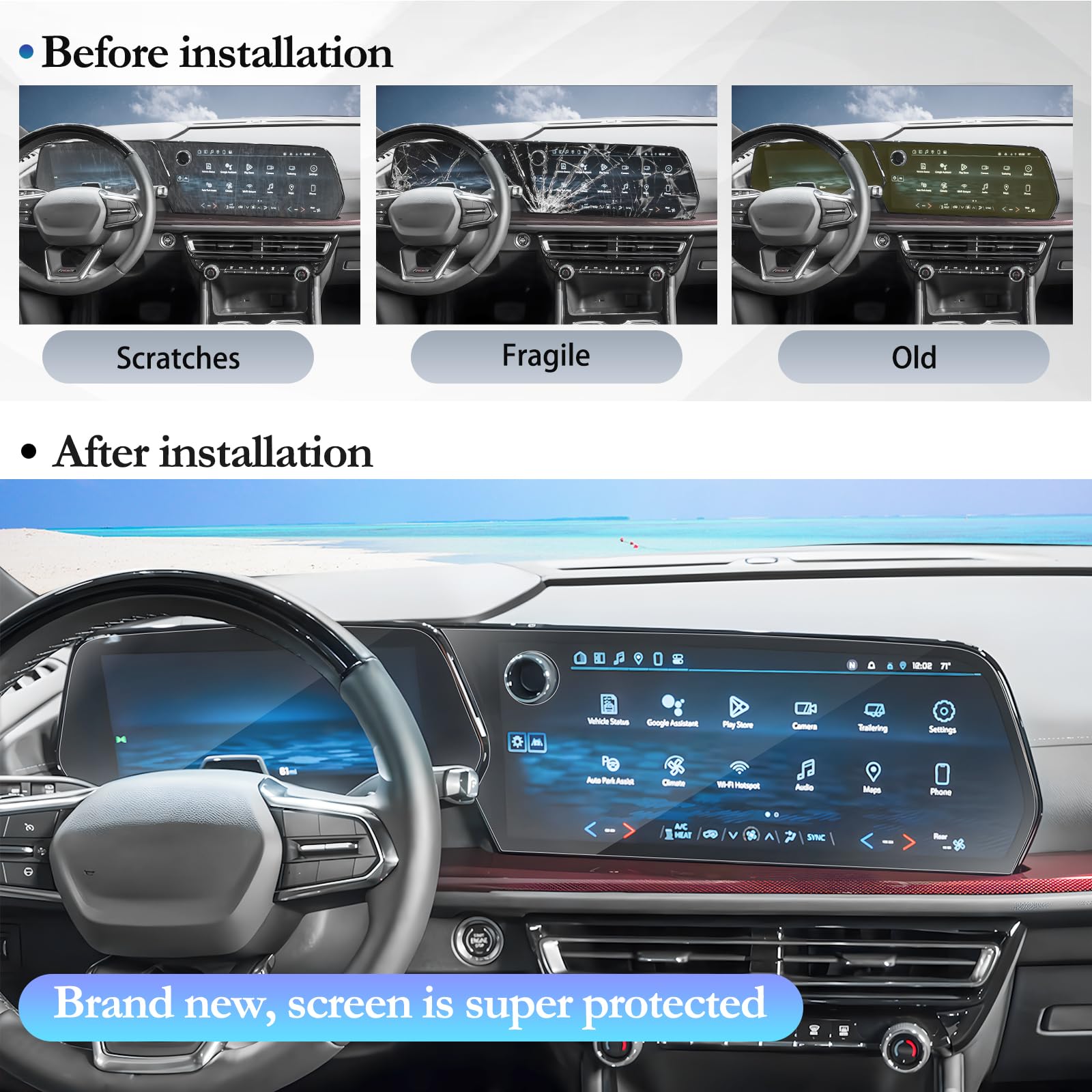 Sktu 4Pack 2024 2025 Chevy Traverse Screen Protector For 2024 2025 Chevrolet Traverse/ 2024 2025 Chevrolet Blazer Ev 17.7In Navigation+11In Instrument Screen 2024 2025 Chevy Blazer Ev 2024 2025 Chevy Traverse Accessories [Ultra Clear, Anti Scratch]