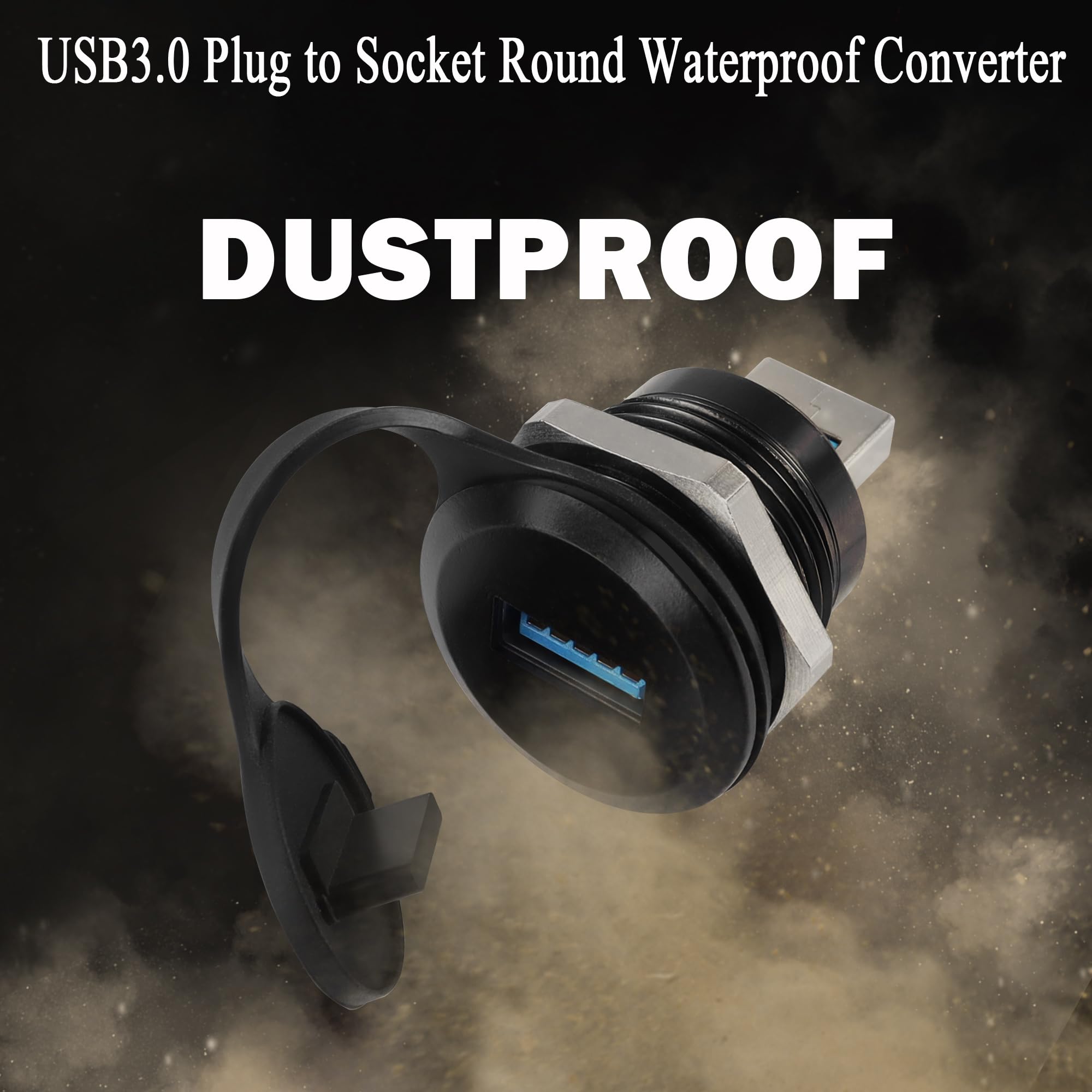 Qianrenon Usb3.0 Male To Female Threaded Fixing Adapter 5Gbps Usb3.0 Plug To Socket Round Waterproof Converter Usb3.0 Data Connector Mount Socket, For Usb Data Transfer/Charging