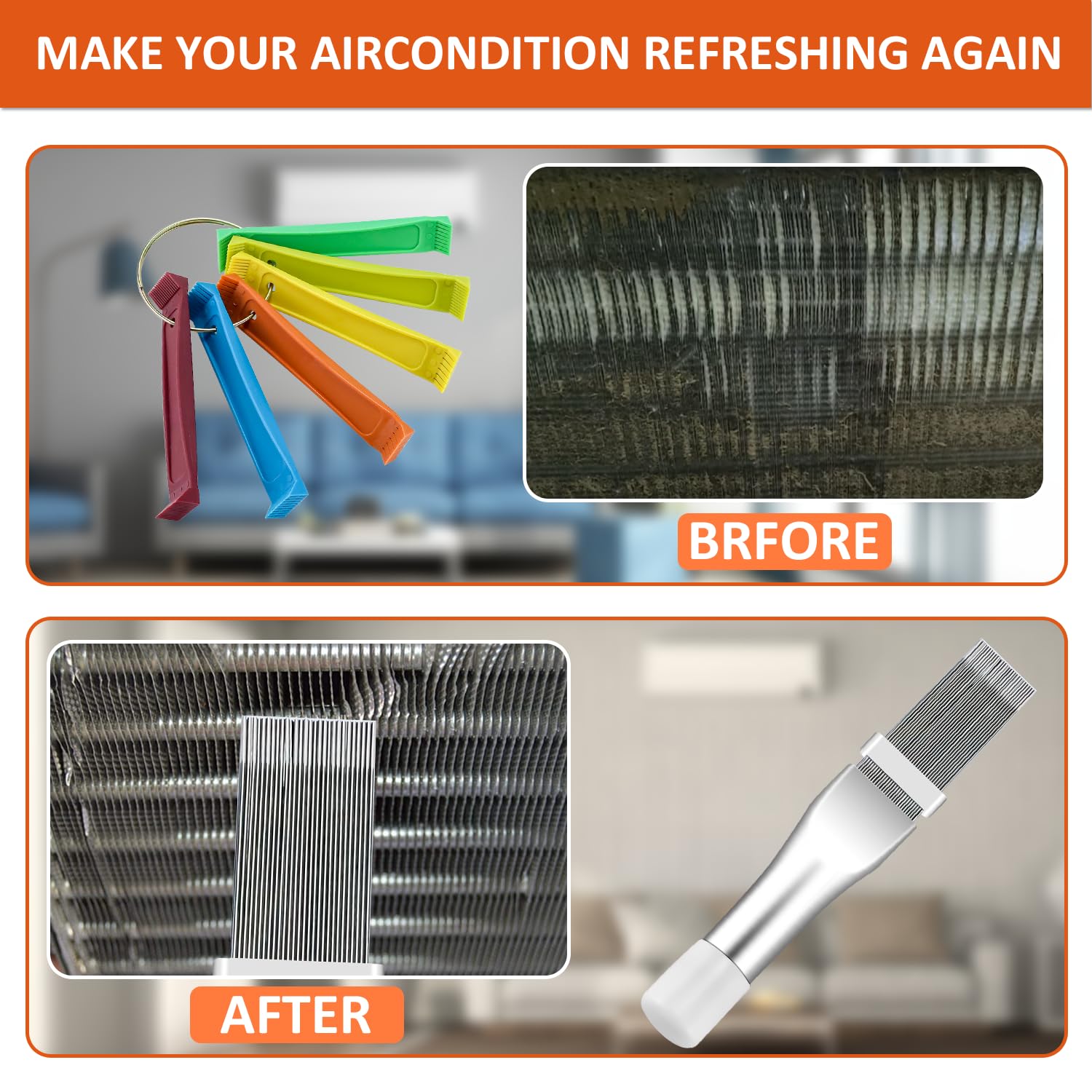 Cenipar 2Pcs Air Conditioner Condenser Fin Comb Set Include Fcr6 Fin Comb And Stainless Radiator Fin Comb Compatible With Air Co