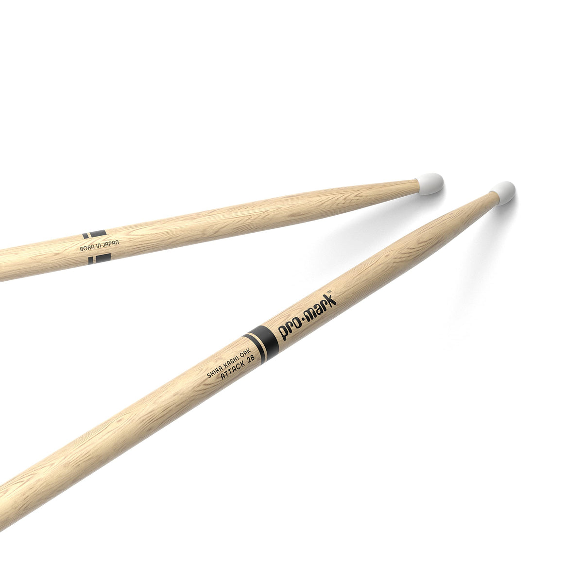 Promark Drum Sticks   Classic Attack 2B Shira Kashi Oak Drumsticks, Oval Nylon Tip, One Pair
