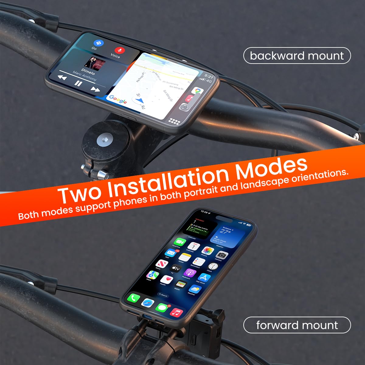 Sincetop Bike Phone Holder, Aluminum Out-Front Bicycle Stem/Handlebar Phone Mount - 1S Quick Lock And Release Bicycle Phone Hold