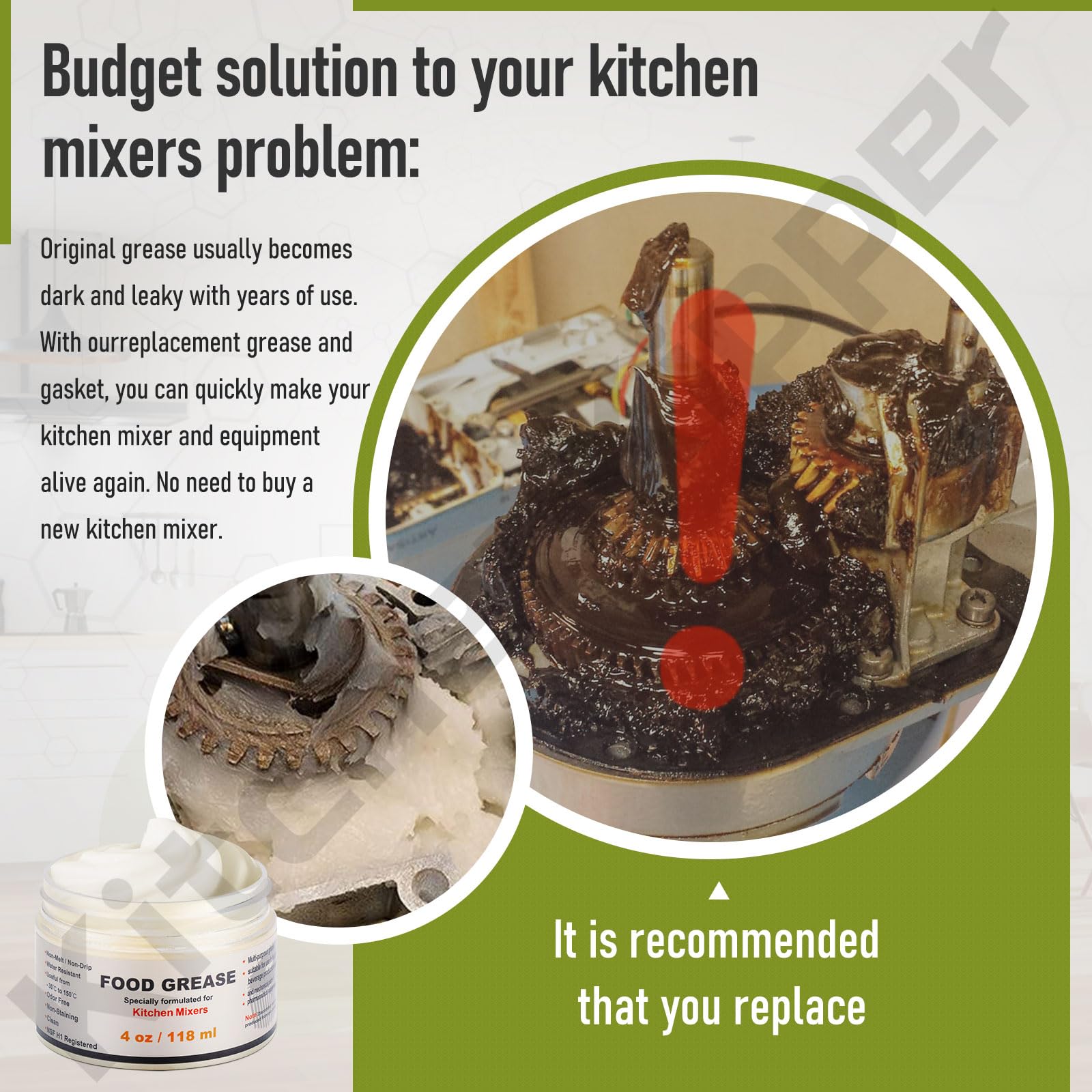 4 Oz Food Grade Grease For Kitchenaid Stand Mixer, Universally Compatible With Most Stand Mixers   Equipped With Gasket & Spatula   Pack Of 1 Can