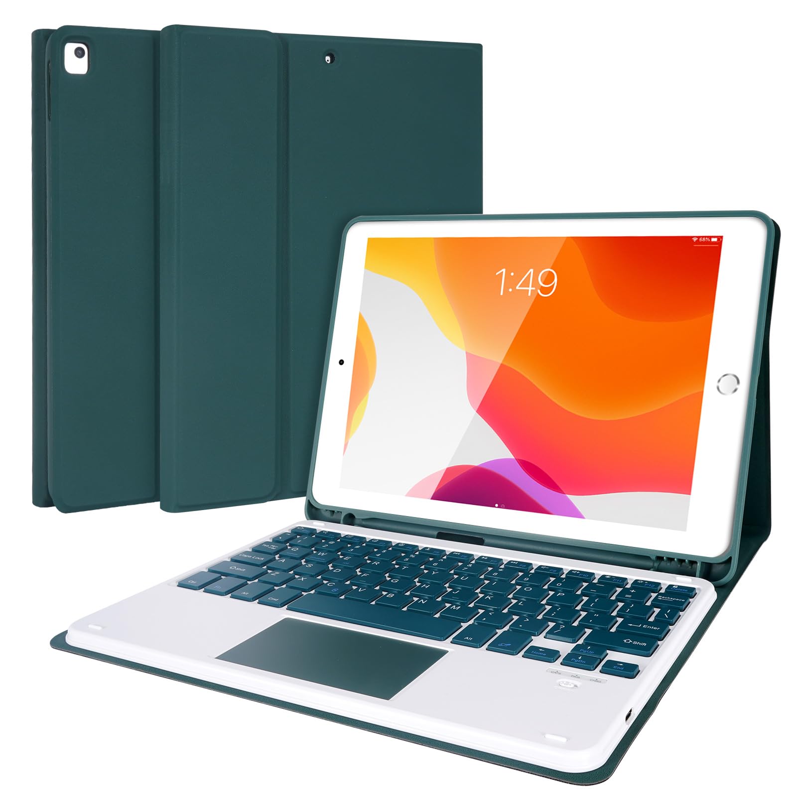 Lama Touchpad Keyboard Case For Ipad 10.2'' 9Th 8Th 7Th Generation, Ipad 9Th Generation Case With Keyboard, Flip Stand Keyboard