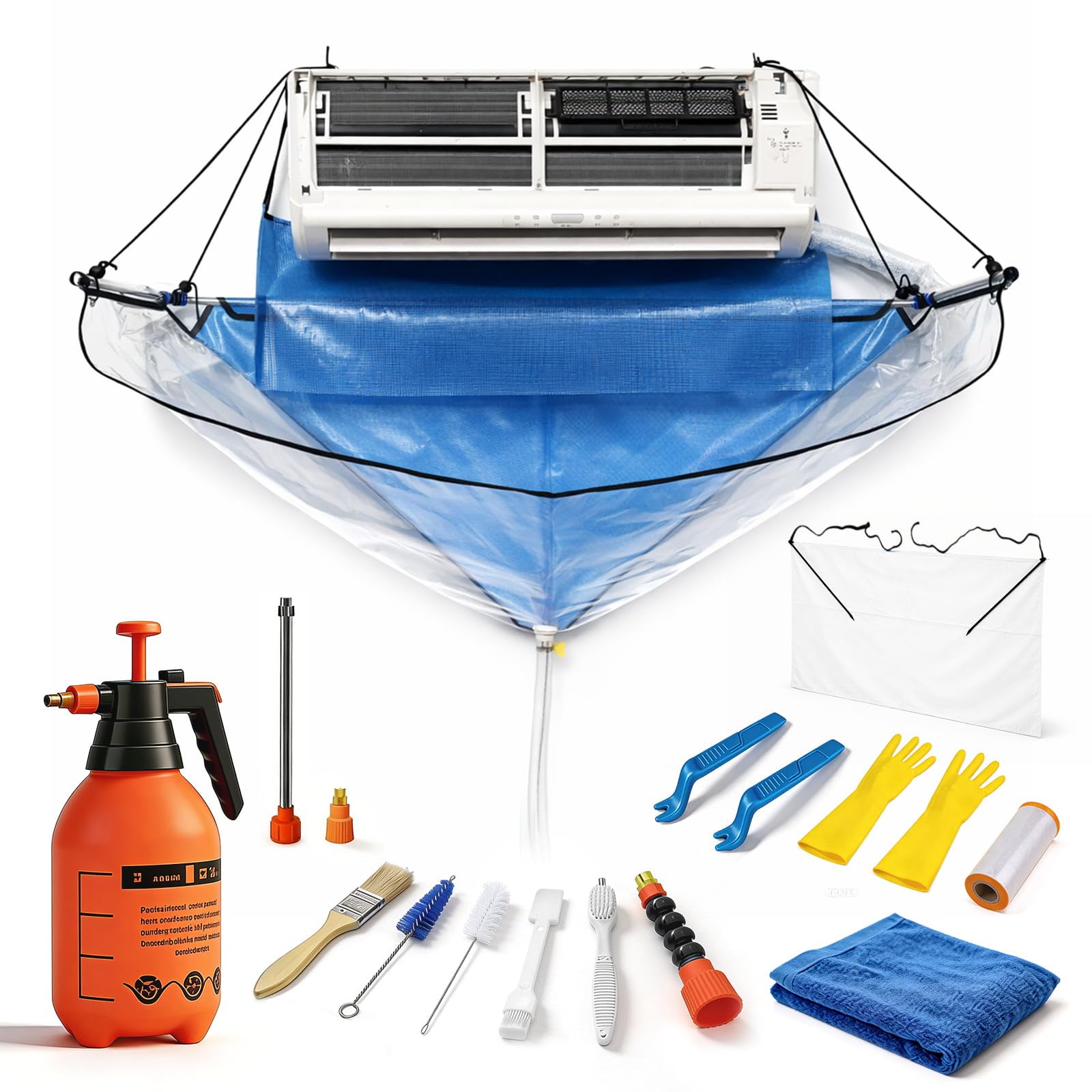 ZSPLITMAIR Mini Split Cleaning Kit, AC Cleaning Bag with Reinforced Rod Frame, 2L High Pressure Sprayer & HVAC Tools for Mini S