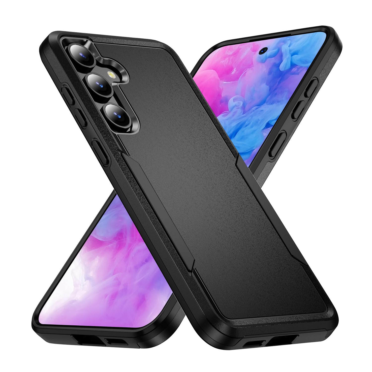 Hsefo Designed For Samsung Galaxy S24 Plus Case, Black Dual Layer, Heavy Duty Shockproof Tough Rugged Protective Cover For Galax