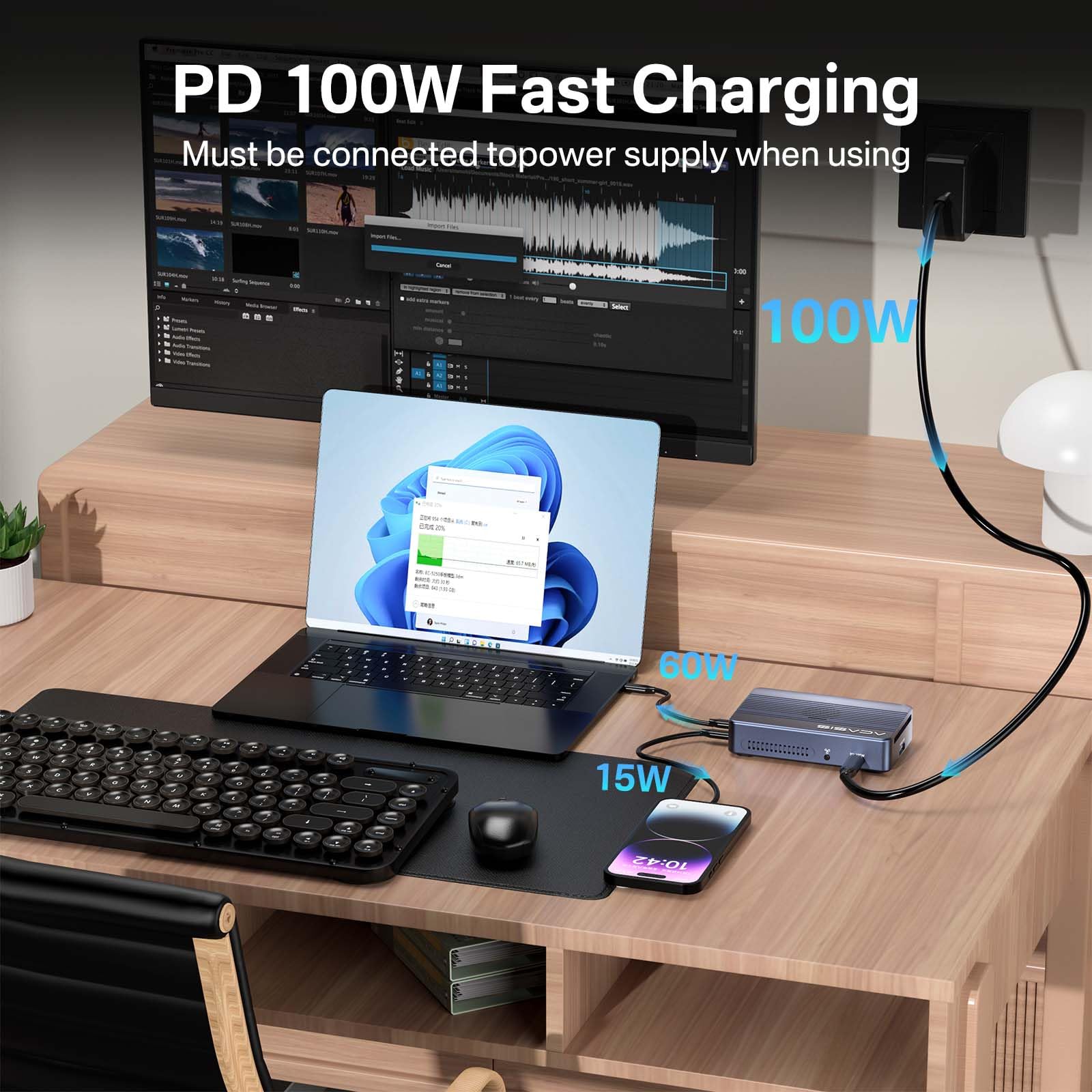 Acasis 40Gbps M.2 Nvme Ssd Enclosure, Cooling Fan, Compatible Thunderbolt 4/3/Usb 4.0, Support Ssd B+M M Key, Dual Bay Ssd Enclosure Dual Monitor Support Software Raid, 2 Usbc 40Gbps For M1/M2/Windows