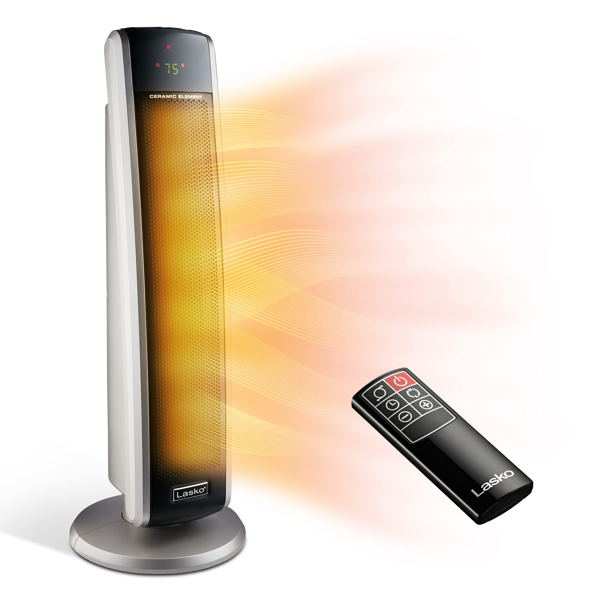 Lasko 5586 Digital Ceramic Tower Heater With Remote, Dark Grey