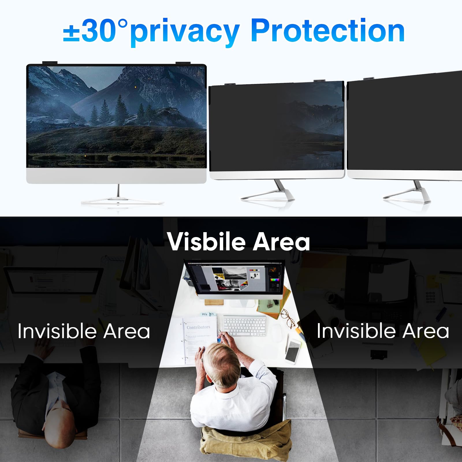 Jeapka Magnetic Computer Privacy Screen 24 Inch, Removable Hanging Privacy Screen Shield For Frameless Monitor 16:9 Widescreen,