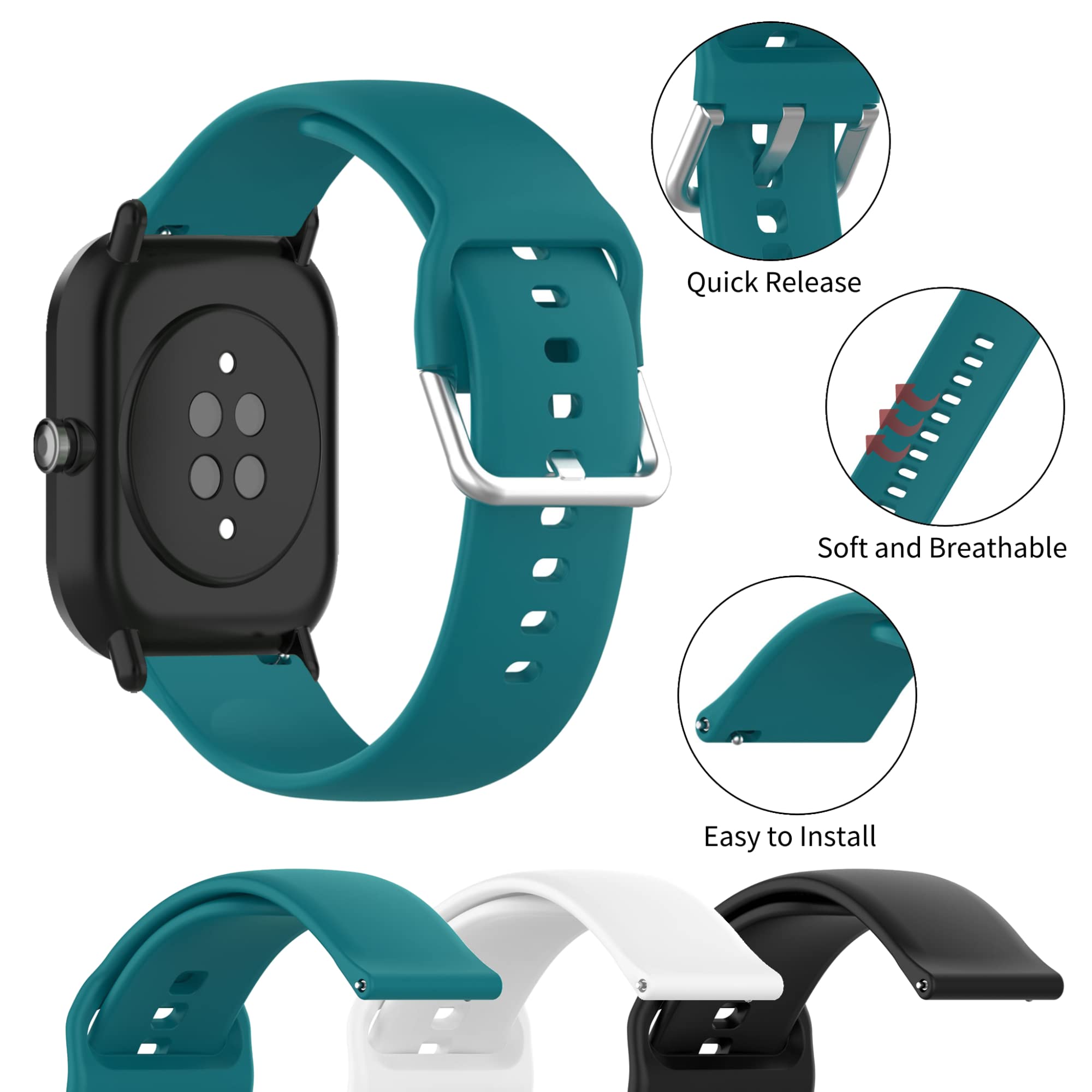 Compatible With Veryfitpro Id205L/Id205/Id205U/Id205S/Id205G/Sw020/Sw021 Smart Watch Bands Soft Silicone Waterproof Adjustable R