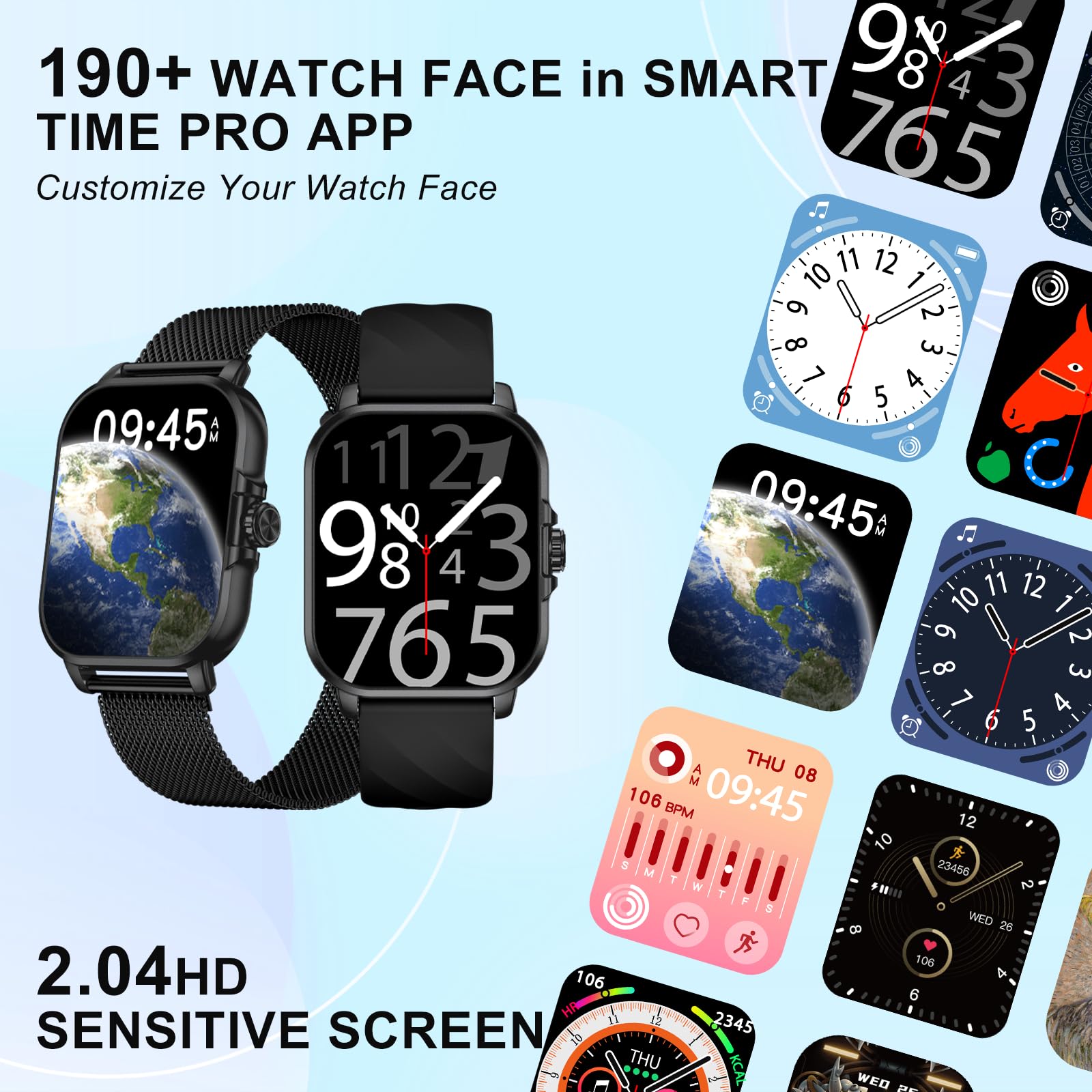 Smart Watches For Women Men Fitness Tracker Watch 2.04 Hd Screen Sport Watch With Chatgpt Ai Voice 3 Bands Step Counter 24/7 Hea