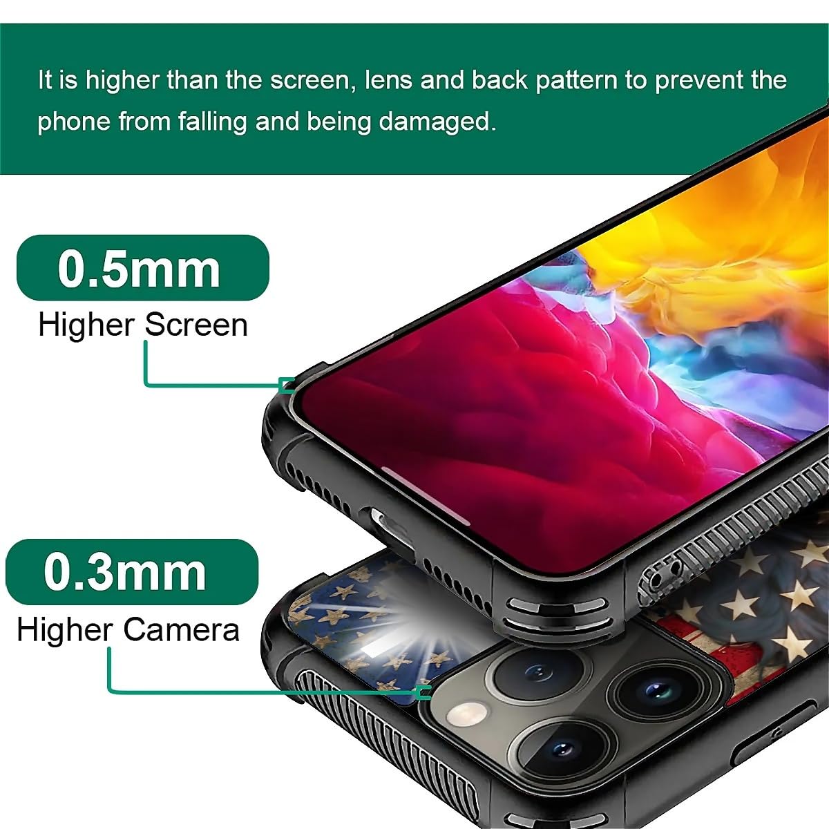 Fkbrcl4U For Iphone 16 Pro Max Case, Red American Flag Horse Cross Pattern Graphic Design Girl Boy Soft Silicone Hard Acrylic Sh