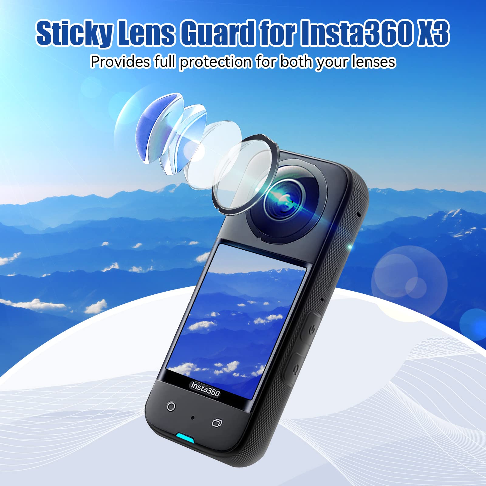 Jzw Shop For Insta 360 X3 Lens Guards With Screen Protector, Tempered Glass Screen Protector For Insta 360 X3 Accessories 9H Har