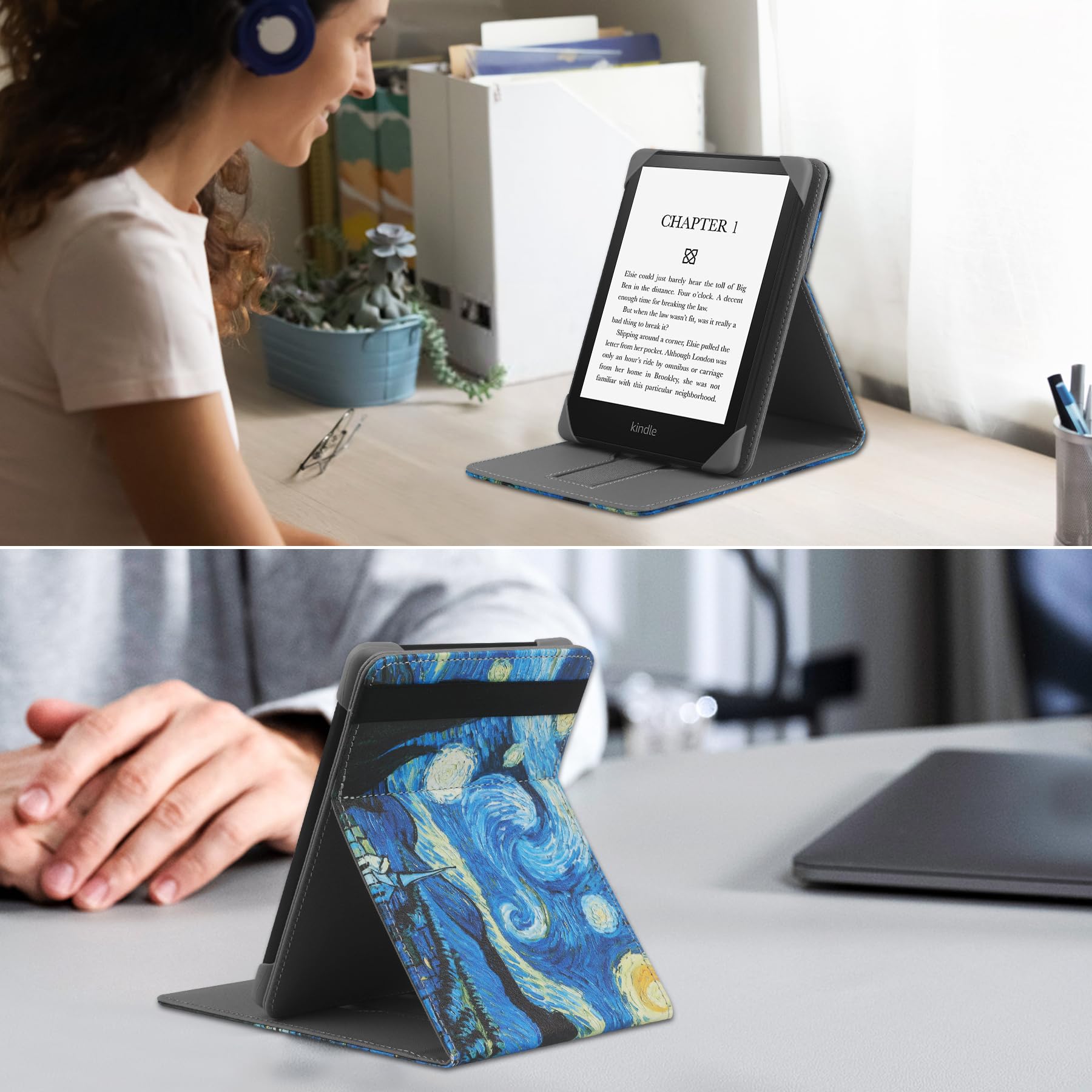 Hoyixi Universal Case For 6.8'' Paperwhite Compatible 6'' All New Kindle 2022 8 2019/Kobo Clara Hd/Kobo Clara 2E Leather Stand C