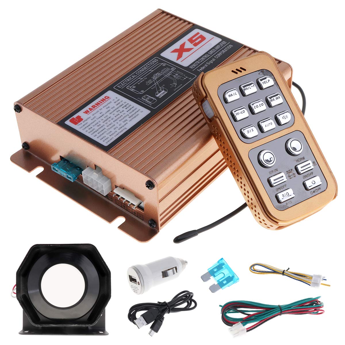 Epathchina Dc12V 400W 8 Sound Loud Car Warning Alarm Police Siren Horn Speaker With Mic System And Remote Control