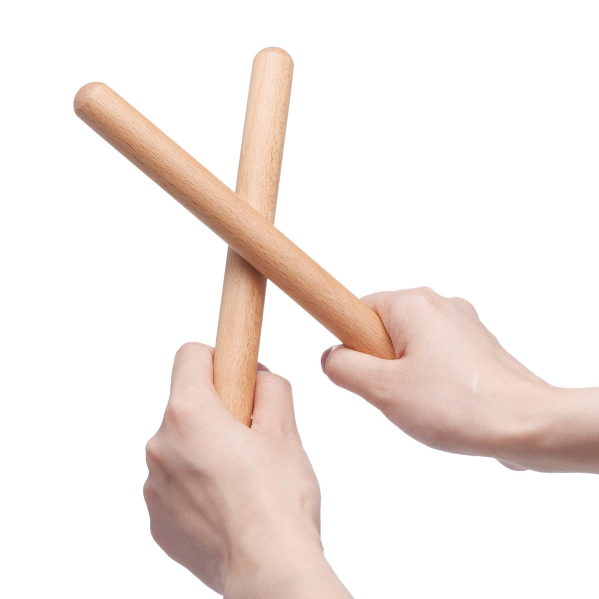 8 Inch Classical Wood Claves Musical Percussion Instrument, Natural Hardwood Rhythm Sticks With A Carry Bag