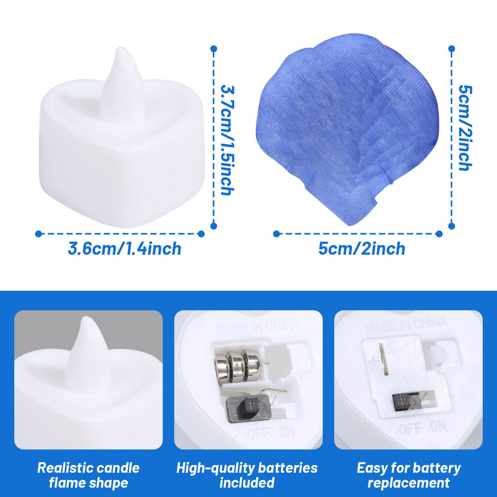 Cridoz Blue Rose Petals For Romantic Night For Him Set, 2000 Pieces Artificial Rose Petals With 24 Pieces Flameless Led Candles