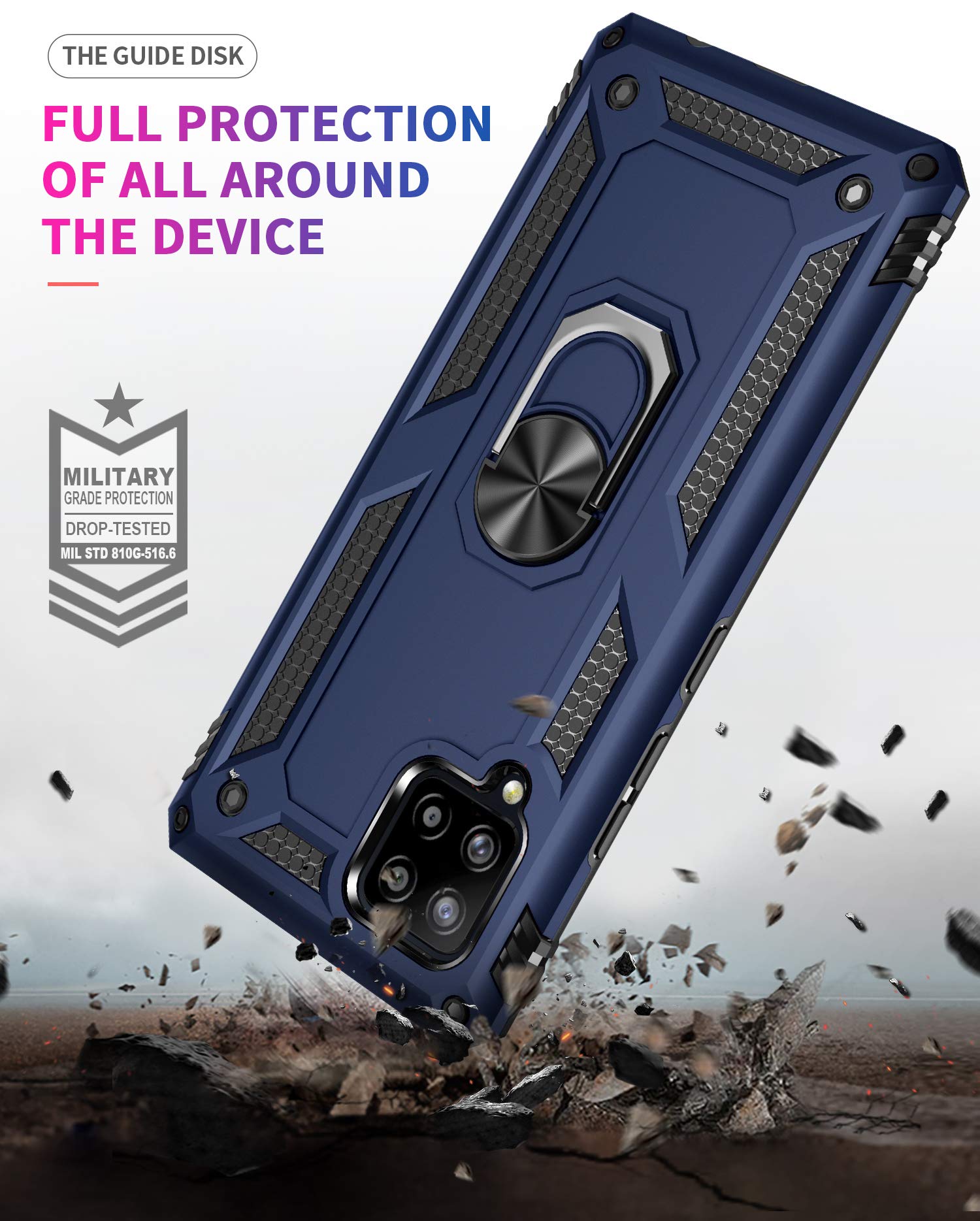 SKTGSLAMY Galaxy A42 5G Phone Case Military Grade Magnetic Kickstand TPU Blue