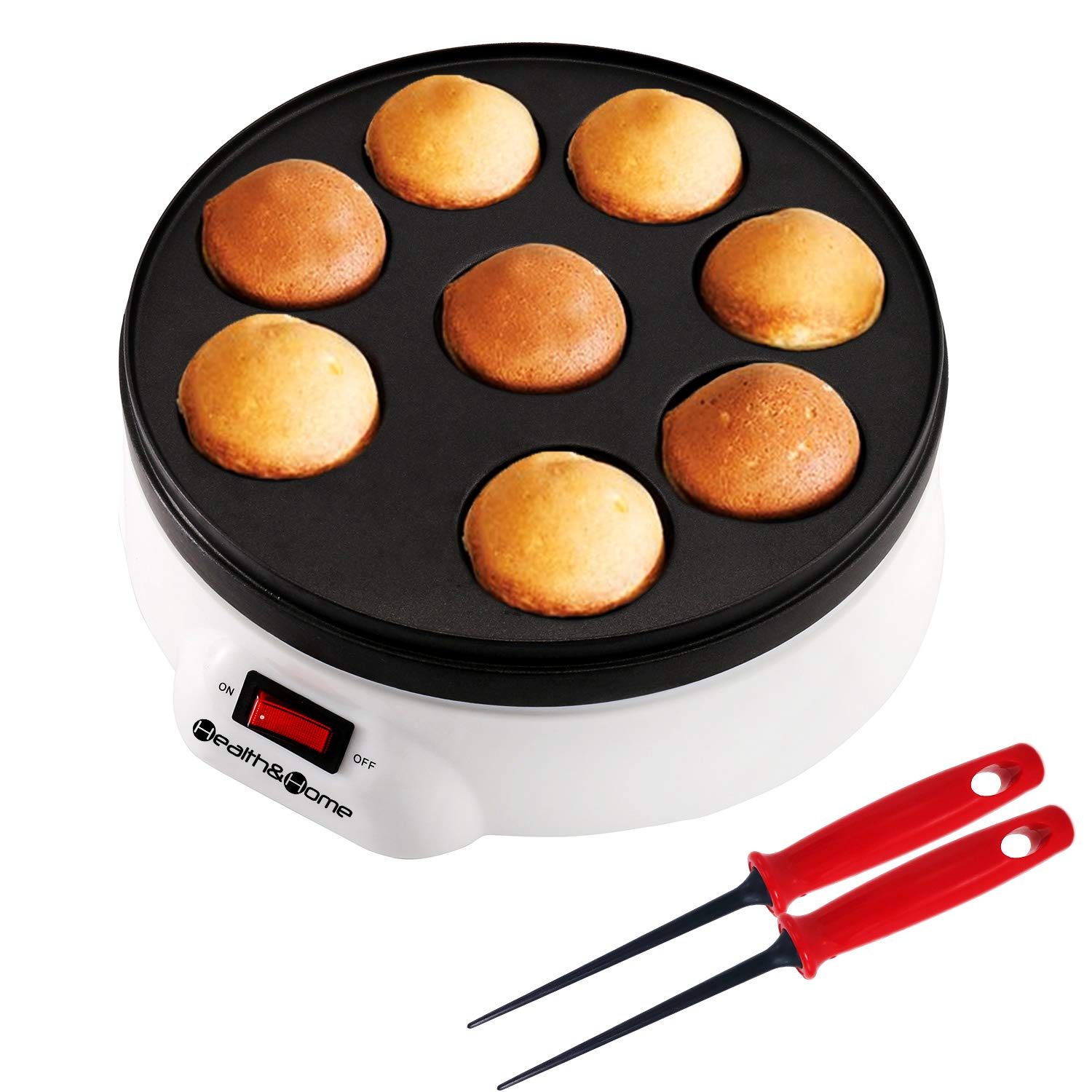 Health And Home Electric Japanese Takoyaki Octopus Pan 8  Balls Maker Danish Aebleskiver And Ebelskiver Maker, Cake Pops Maker With Nonstick Coating,Easy Clean