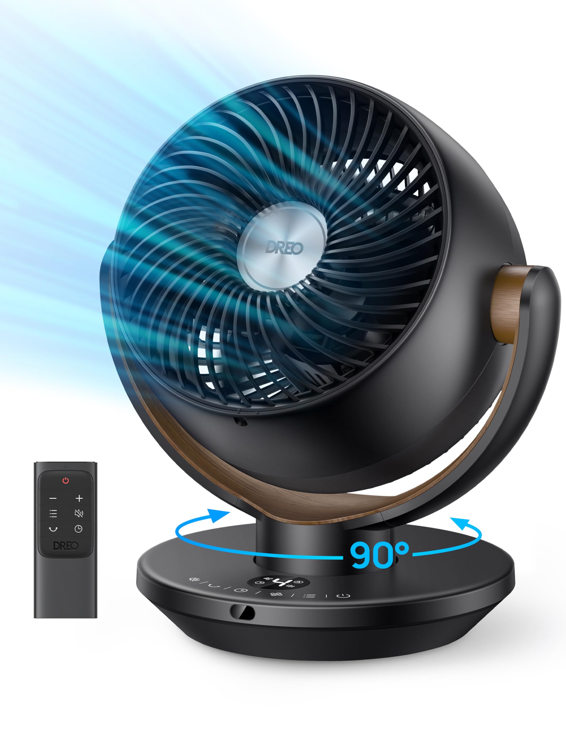 Dreo Fan For Bedroom, Desk Air Circulator Fan With Remote, 11 Inch Table Fans For Whole Room, 60Ft Powerful Airflow, 120 Vertica