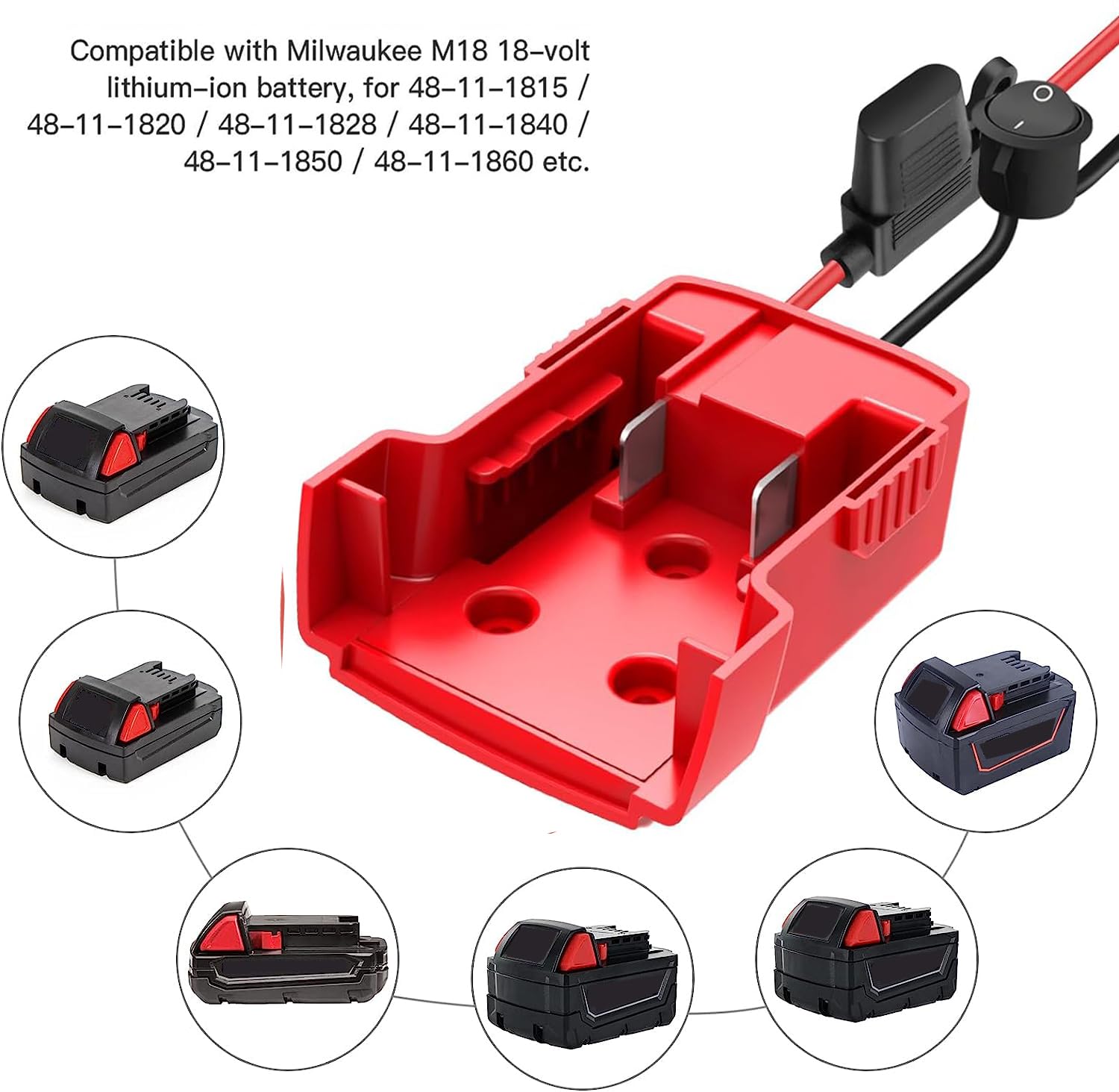 2 Pack Power Adapter Wheel Compatible With Milwaukee M18,18V Power Battery Wheel Conversion Kit With Switch, Fuse & Wire Termina