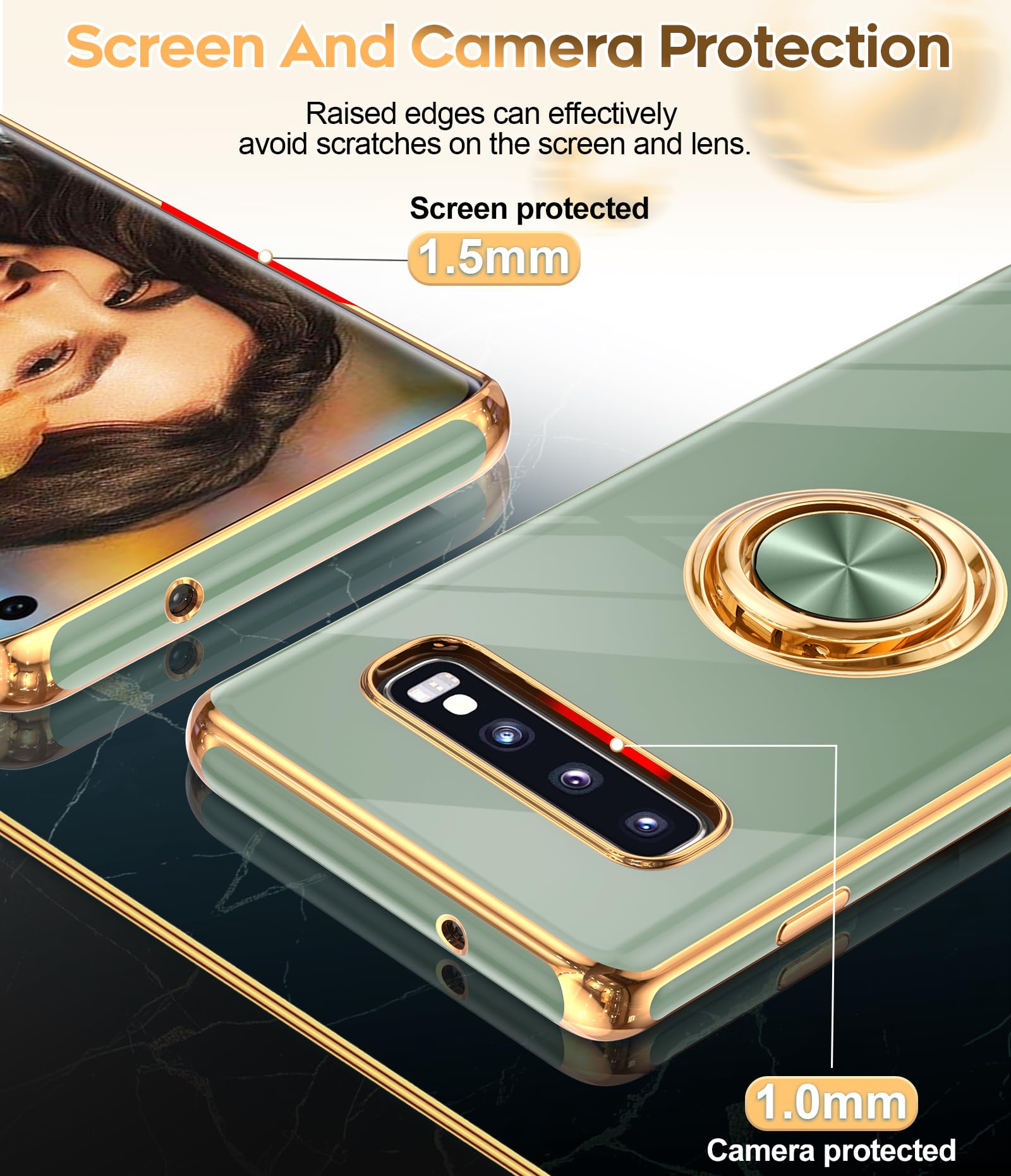 Leyi For Samsung Galaxy S10 Case With 360 Rotatable Ring Holder Kickstand [Compatible With Magnetic Car Mount], Soft Tpu Shockpr