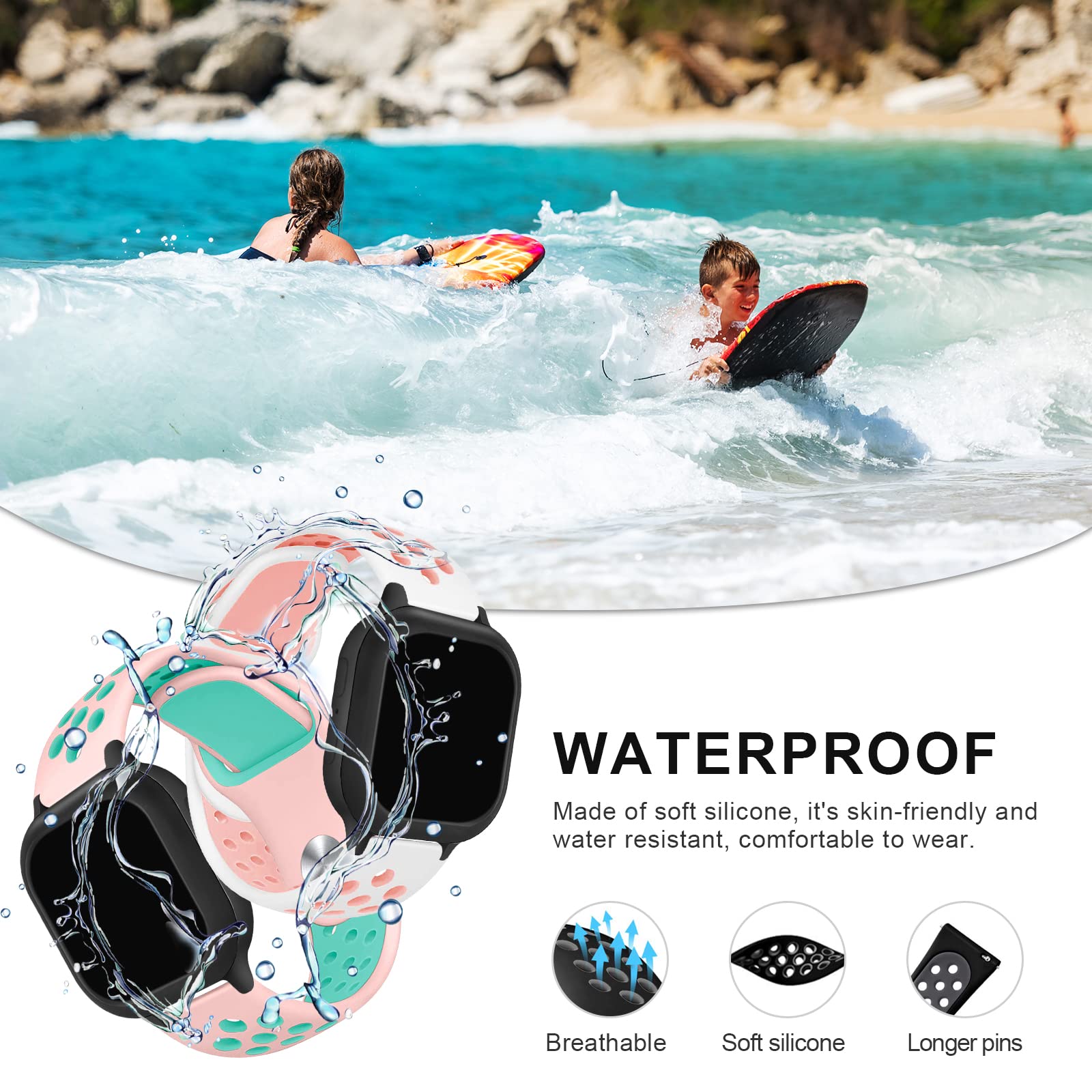 Newjourney For Gabb Watch Bands/Gizmo Watch Band Replacement, Breathable Soft Silicone Sport Wrist Strap Compatible With Gabb Wa